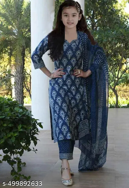 Bollywood Indian Girls Casual Kurti Trendy Girls Kurta pajama Sets
