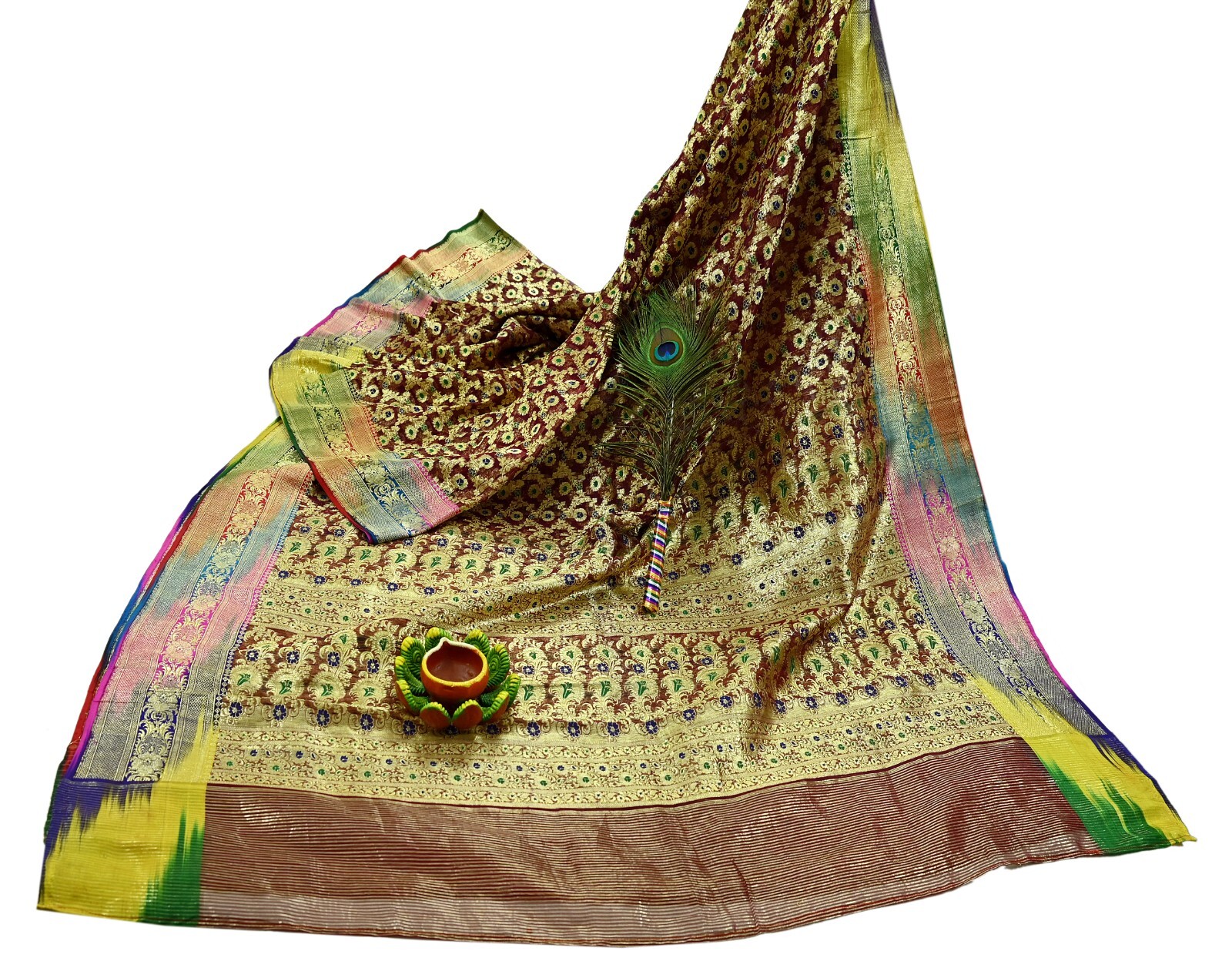 Vintage Sari Heavy Maroon Pure Organza Silk Woven Brocade Banarasi Sarees Zari 5