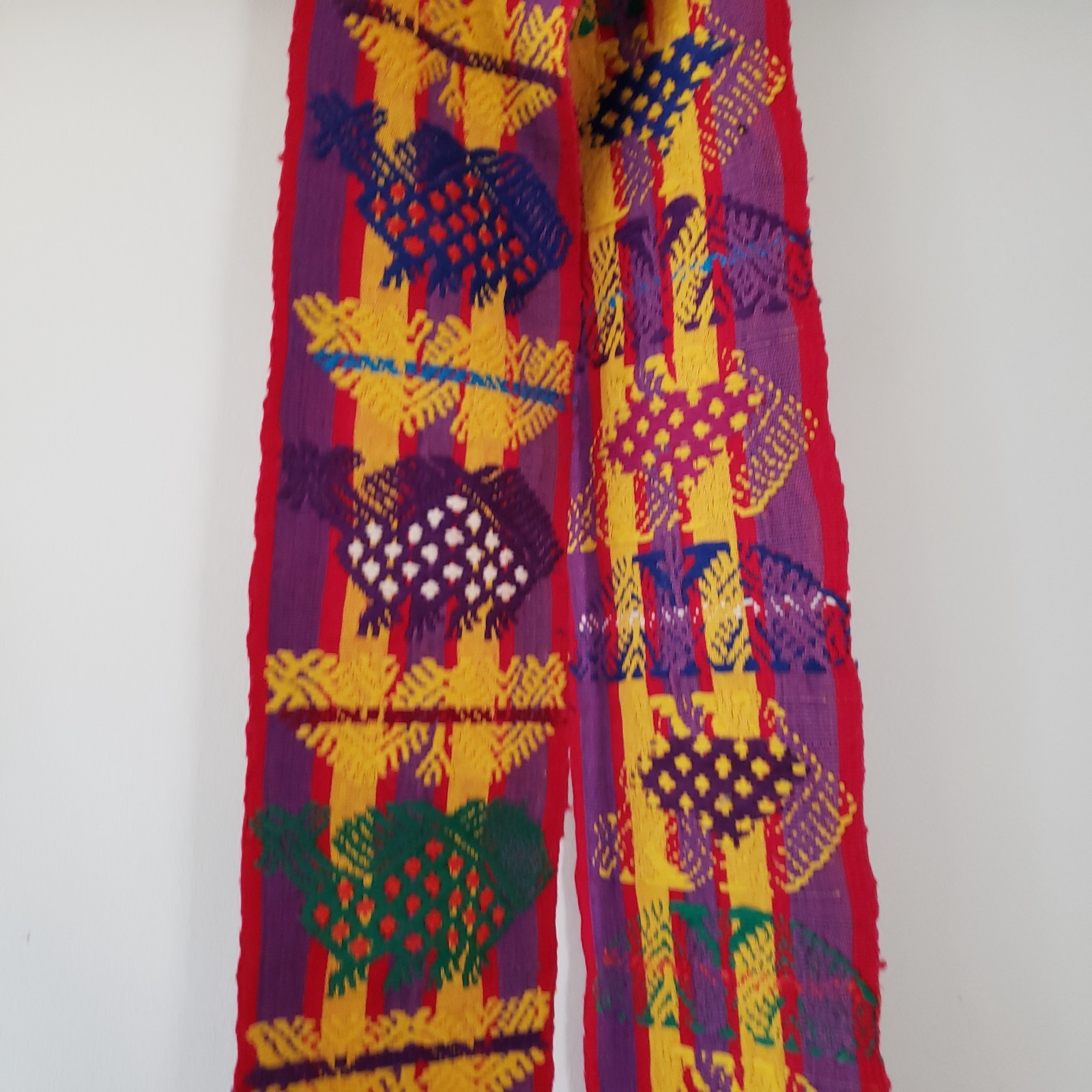 Guatemalan Faja Sash Colorful Woven Belt Strap Mayan Folk Art Boho Table Runner