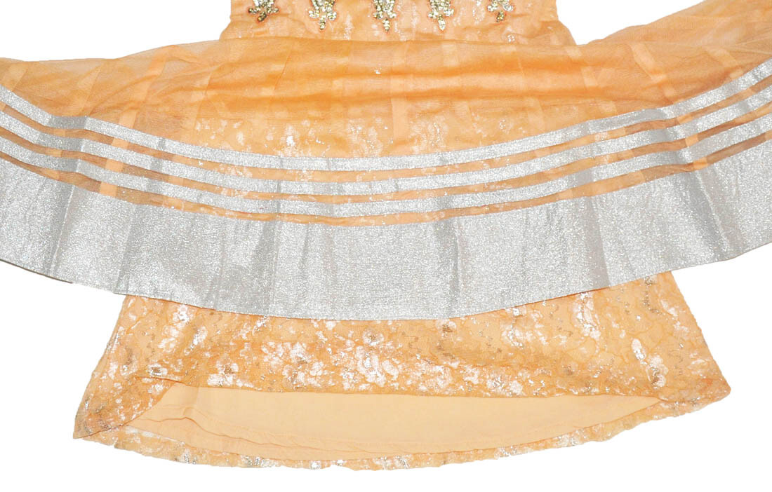 Girls’ Designer Salwar Kameez Indian Party Dress Clothing Deluxe Peach