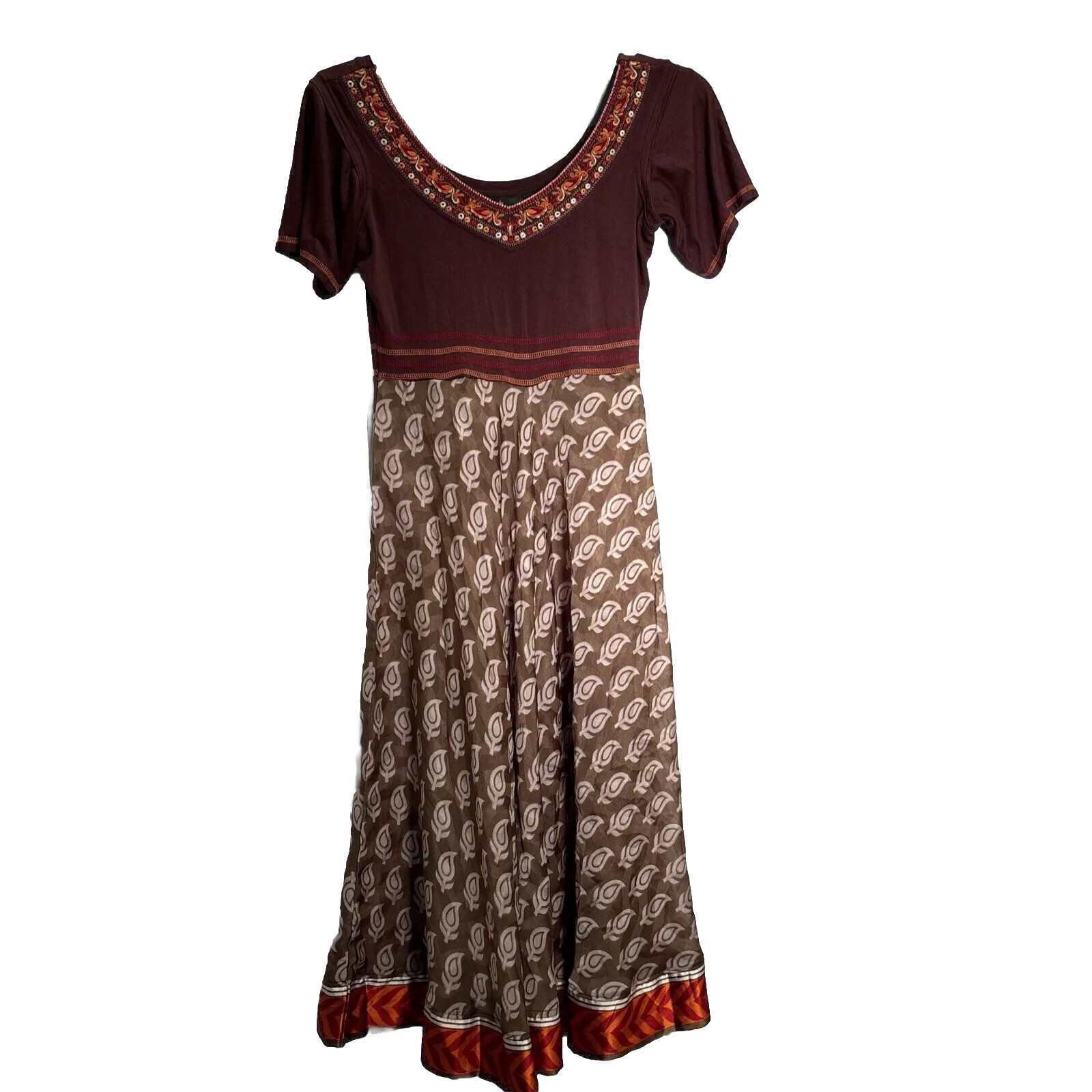 Pharma’s Womens Small Indian Pakistani Embroideried Dress Orange Browns