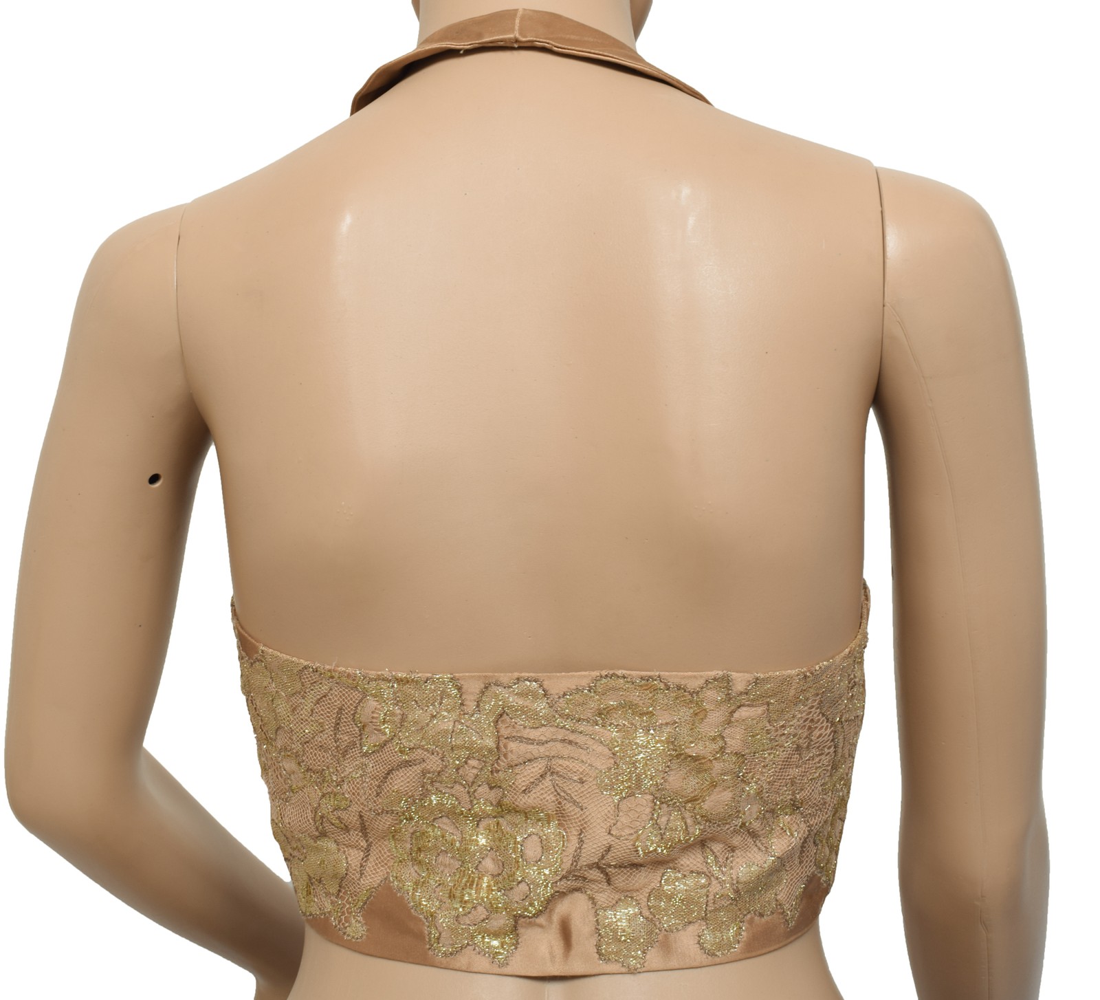 Sushila Vintage Readymade Stitched Halter Neck Satin Designer Brown Saree Blouse
