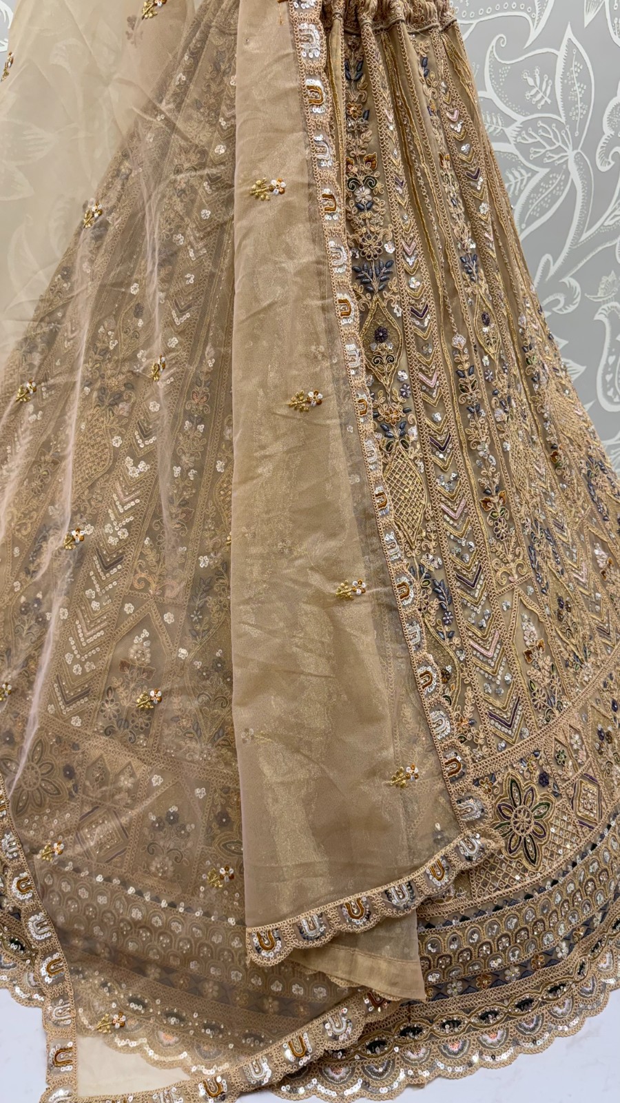 Women’s Bridal Net Lehenga Choli Heavy Zari Sequins Party Wear