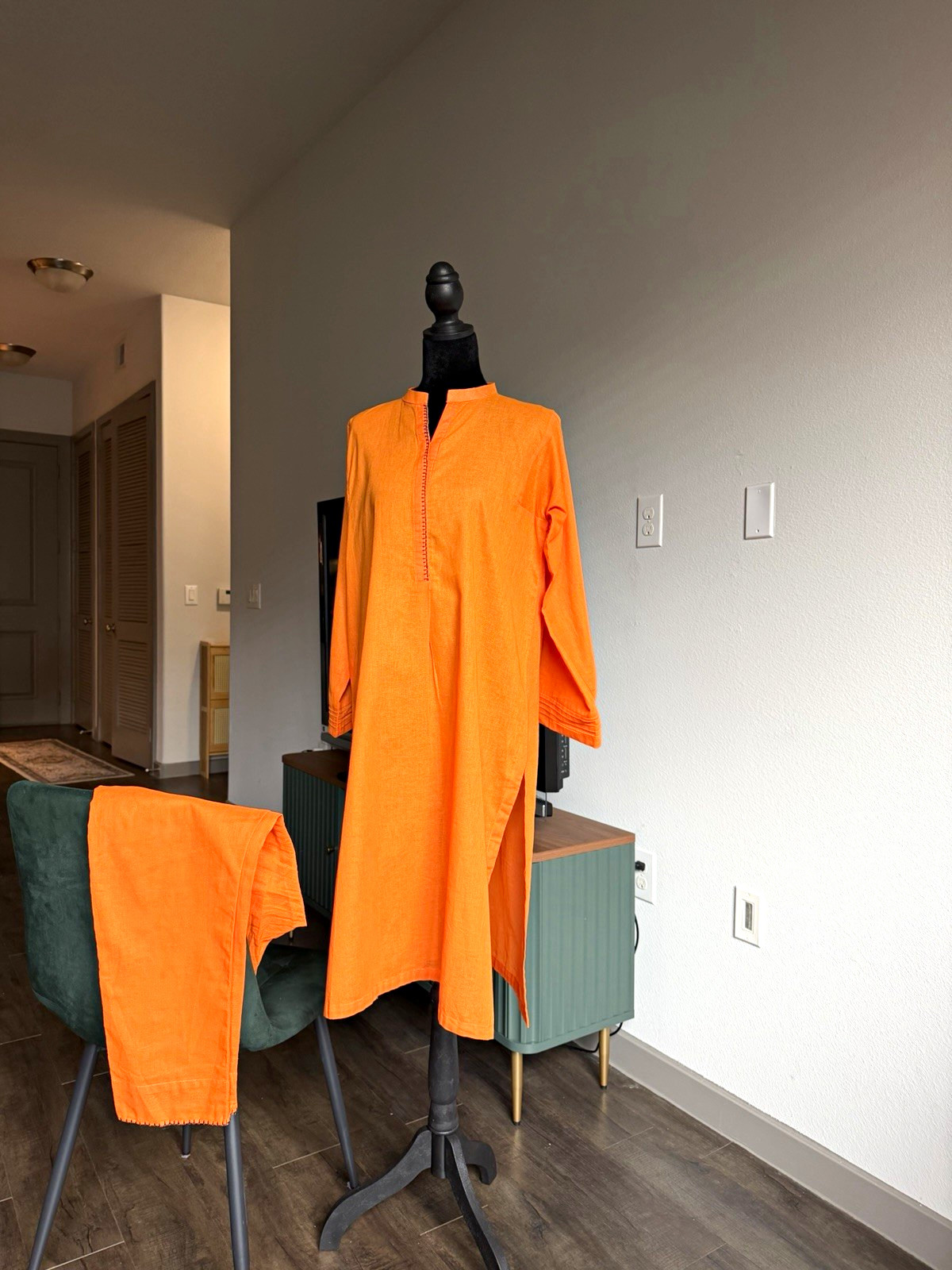 Bonanza Satrangi Pret Pakistani Orange Cotton Salwar Kameez Suit