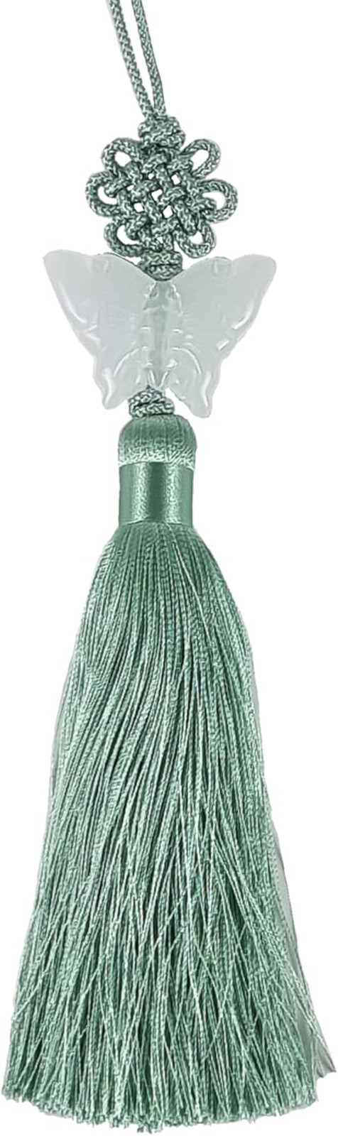 Jade Butterfly Norigae – Elegant Mint Tassel Charm for Hanbok Accessory