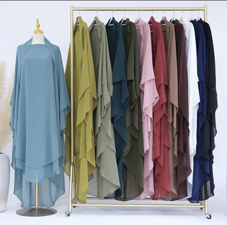 Two Layers Long Khimar,String Niqab, Khimar Niqab Long Scarf Hijab،نقاب،حجاب،