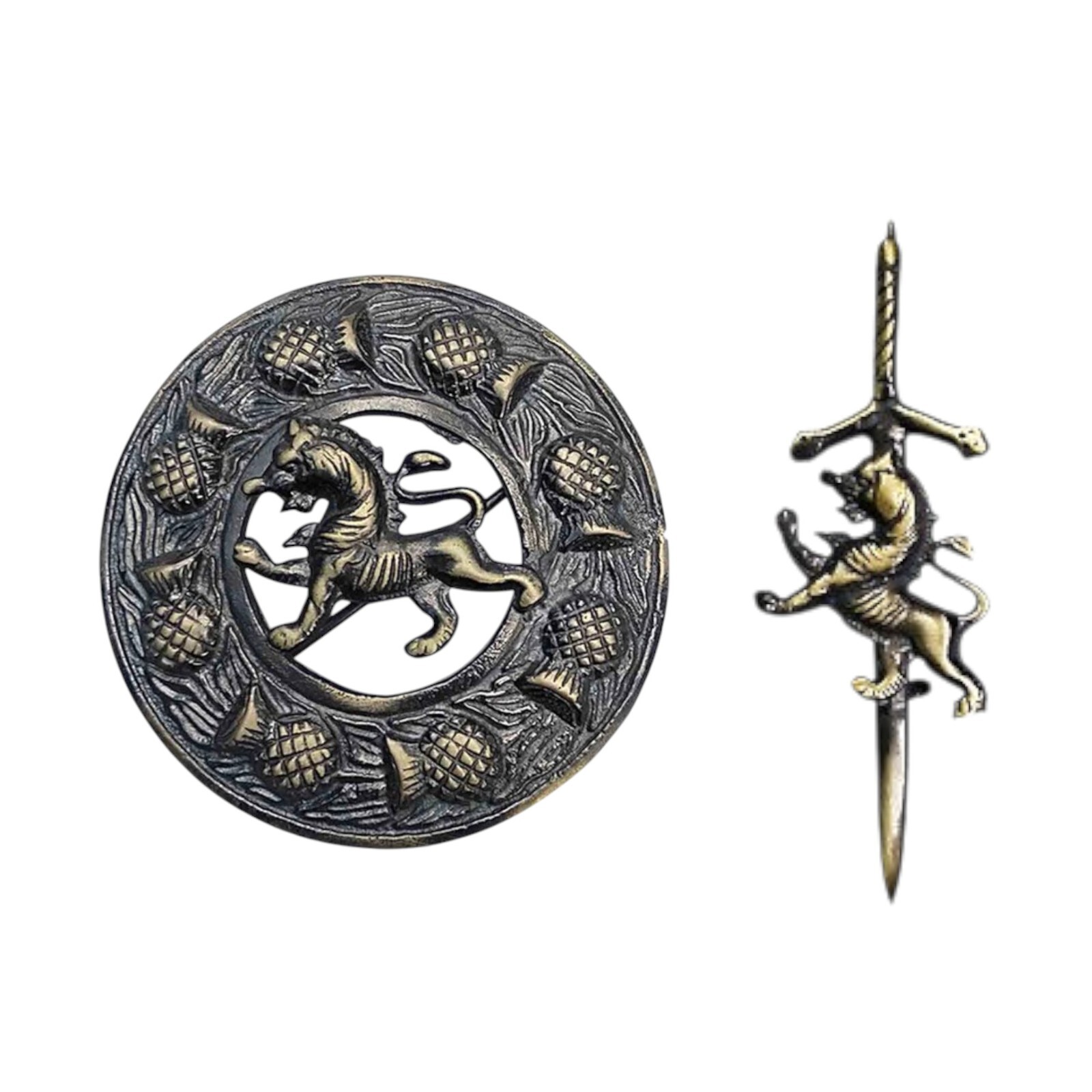 Men’s Scottish Lion Antique Kilt Pin and Brooch