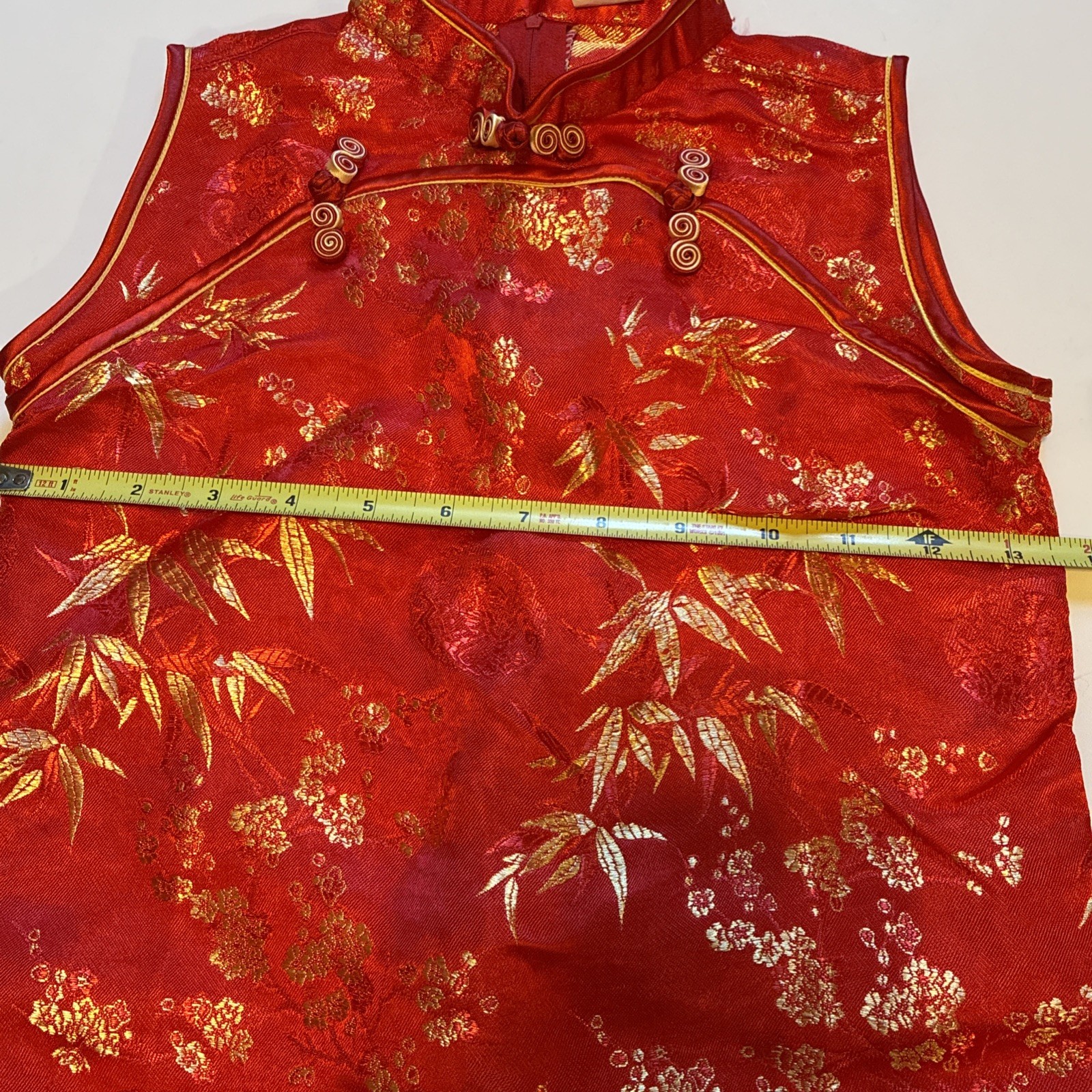 Chinese Cheongsam Dress Childs Size 7 Traditional Qipao Party Retro Red Gold