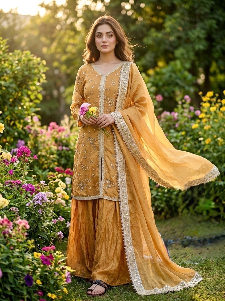 Eid Special Black Fancy Silk Readymade Kurta Palazzo With Dupatta For Women
