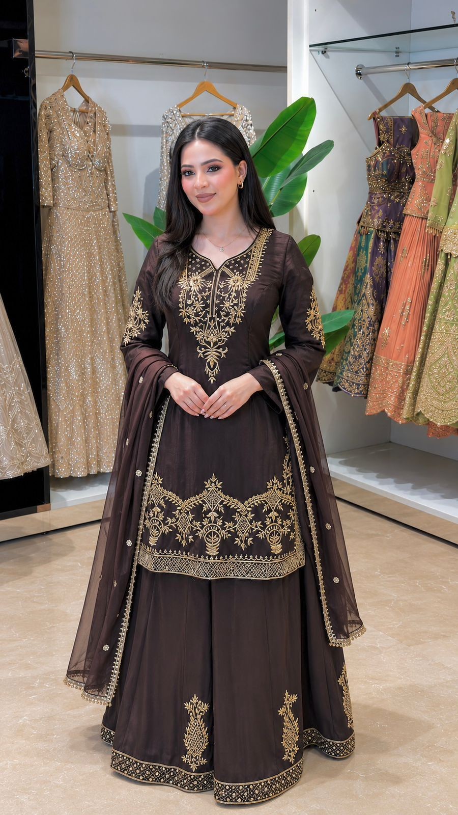 HEAVY SALWAR KAMEEZ PAKISTANI INDIAN WEDDING WEAR DRESS BOLLYWOOD SUIT SHARARA
