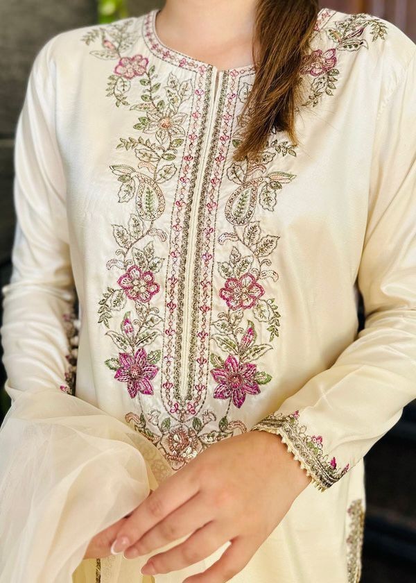 3 PIECE PAKISTANI DESIGNER FARSHI SHALWAR SUIT WEDDING PARTY WEAR WOMEN EID NEW