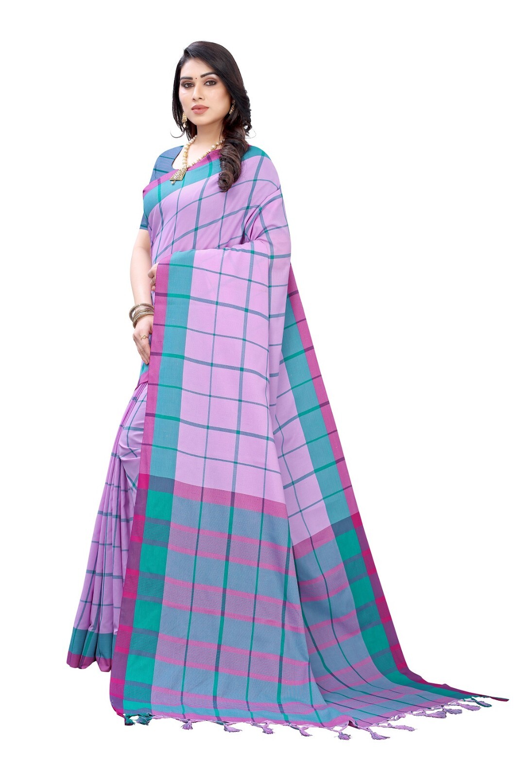 Vamika Women Cotton Silk Lavendar Weaving Saree with Unstitched Blouse Piece