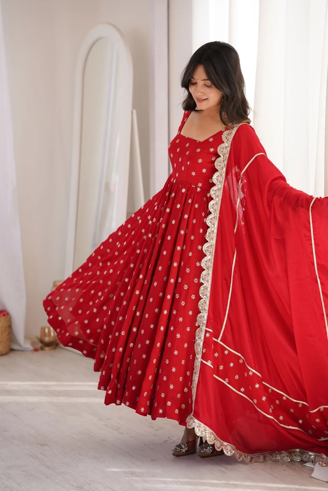 Bollywood Women Anarkali Kurti Dupatta Set Beautiul Party Wea Kurta Gown Dress