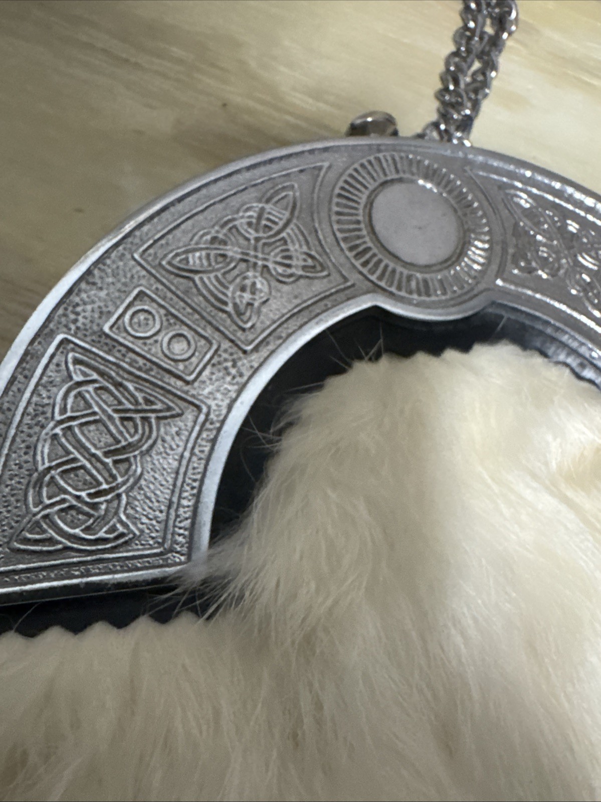 Men’s Scottish White Fur Sporran 0 Tassels With Chain Belt Leather vintage