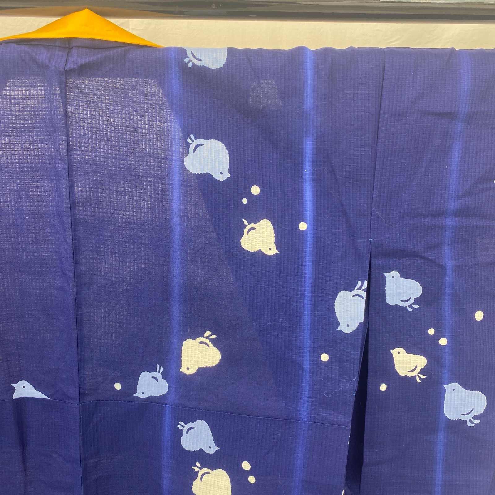 Japanese Vintage Kimono Cotton Blue No Lining Traditional Authentic Length 59 in