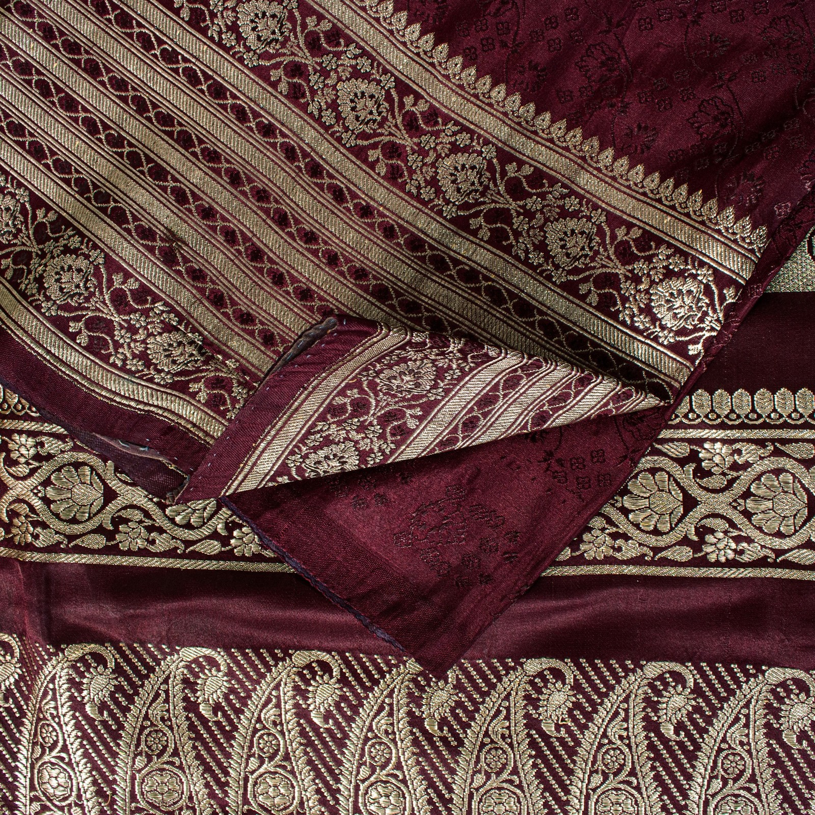 Sanskriti Vintage Purple Pure Satin Sarees Banarasi Brocade Zari Hand-Woven 5+Yd