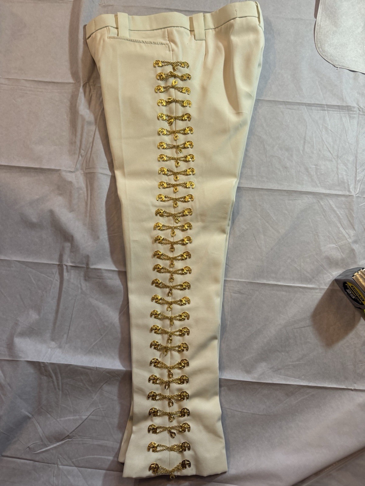 Authentic Traje De Charro Mariachi Suit White Gold Embroidered Groom Gala Outfit