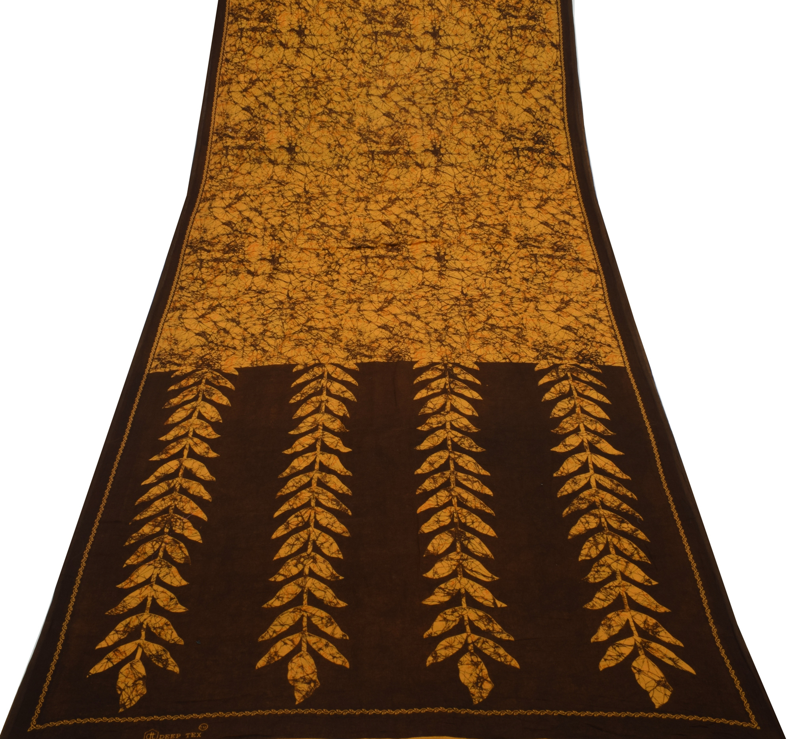 Sushila Vintage Mustard Saree 100% Pure Cotton Batik Printed Soft Craft Fabric