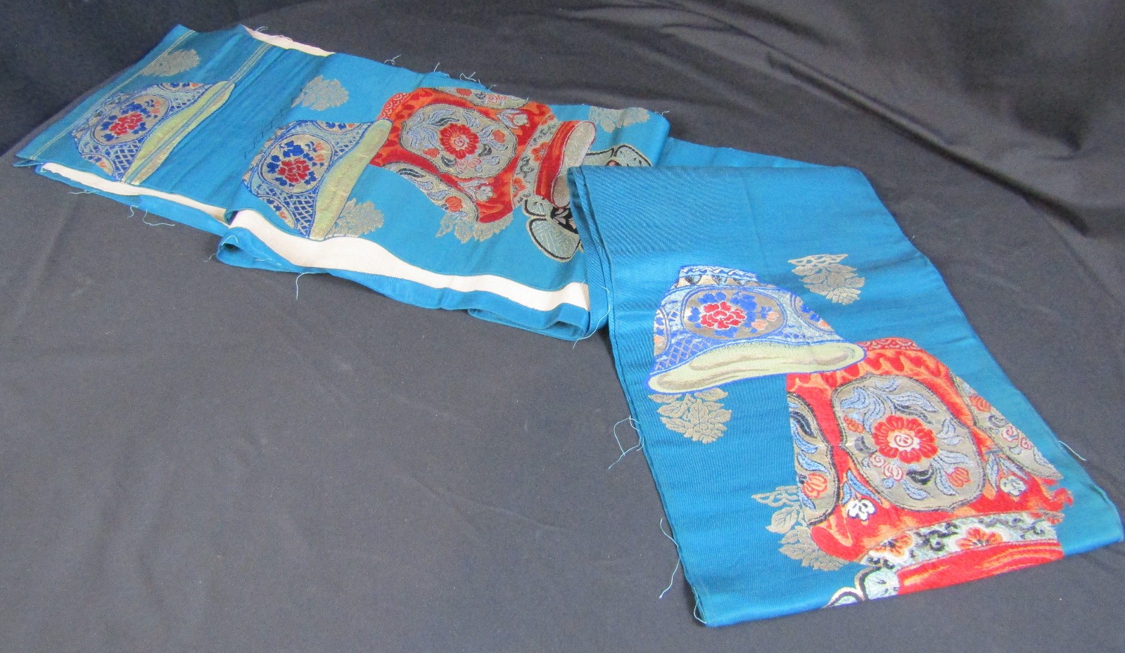 VINTAGE JAPANESE SILK KIMONO FUKURO/MARU? OBI BELT FABRIC SEVERAL COLORS