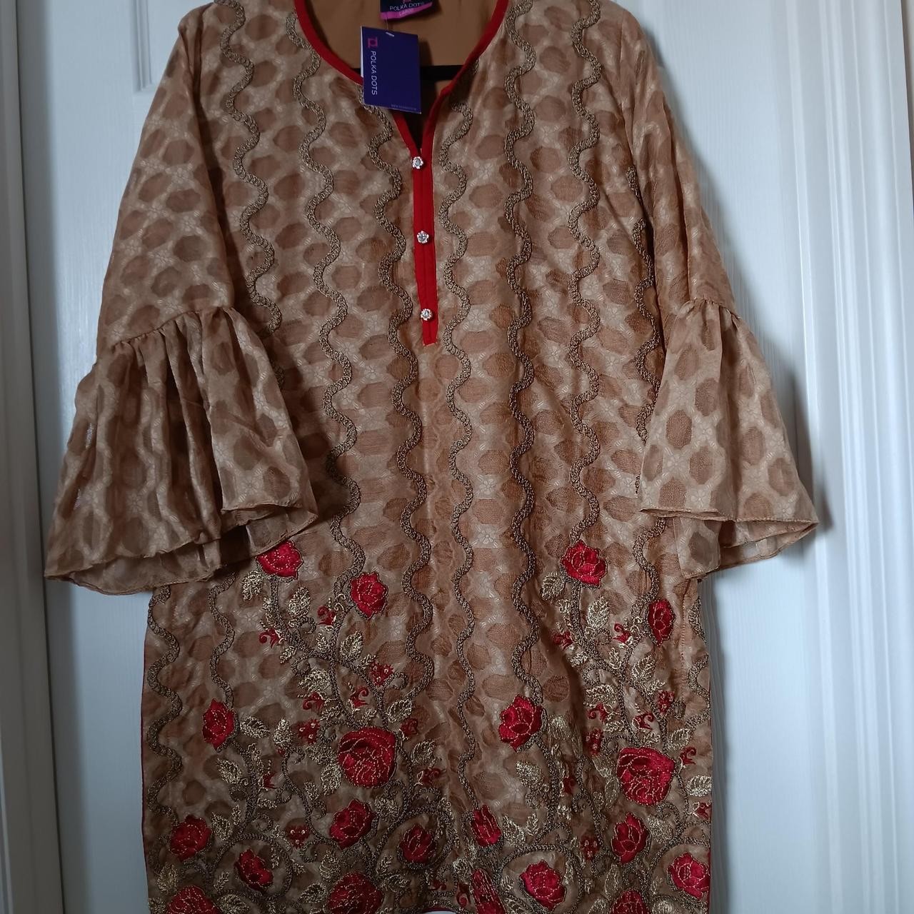 Women’s Embroidered Kurti Pakistani Fancy Kurta size Large from Polka Dots brand