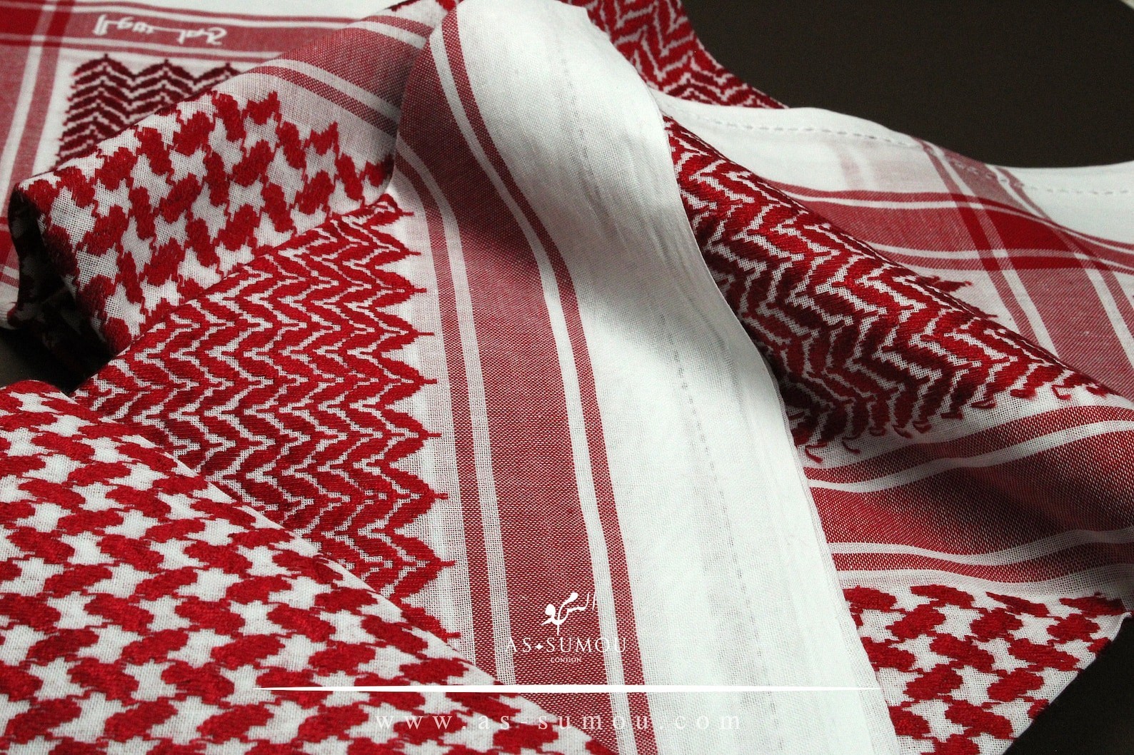 Very Rare Authentic Premium Dark Red and White Retro Style Saudi Shemagh Classic