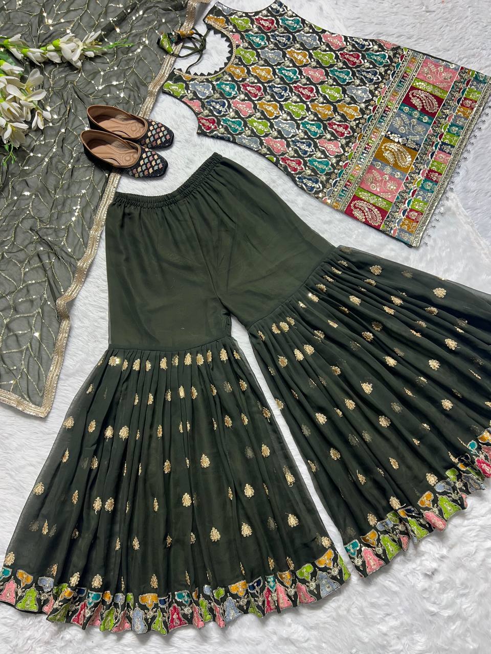 Bollywood Party Wear Sharara Suit With Dupatta for Women Pakistani Suits for Eid