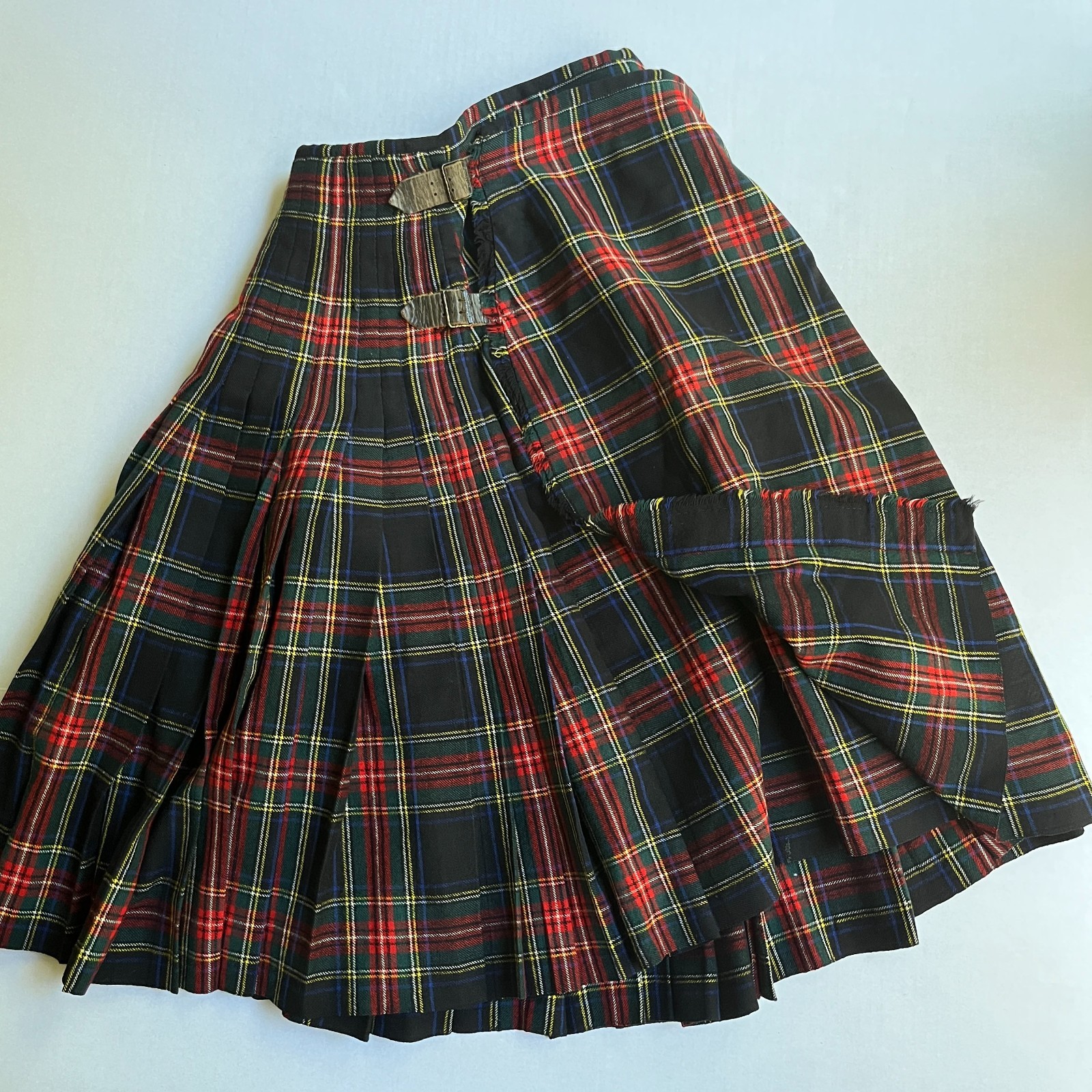 Vtg Wool Kilt RG Lawrie Traditional Glasgow Scotland Black Stewart 40s READ