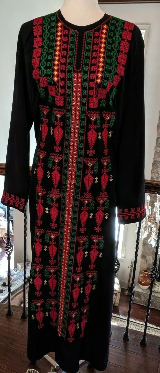 Palestinian dress made in Jordan beaded Arab dress size 60