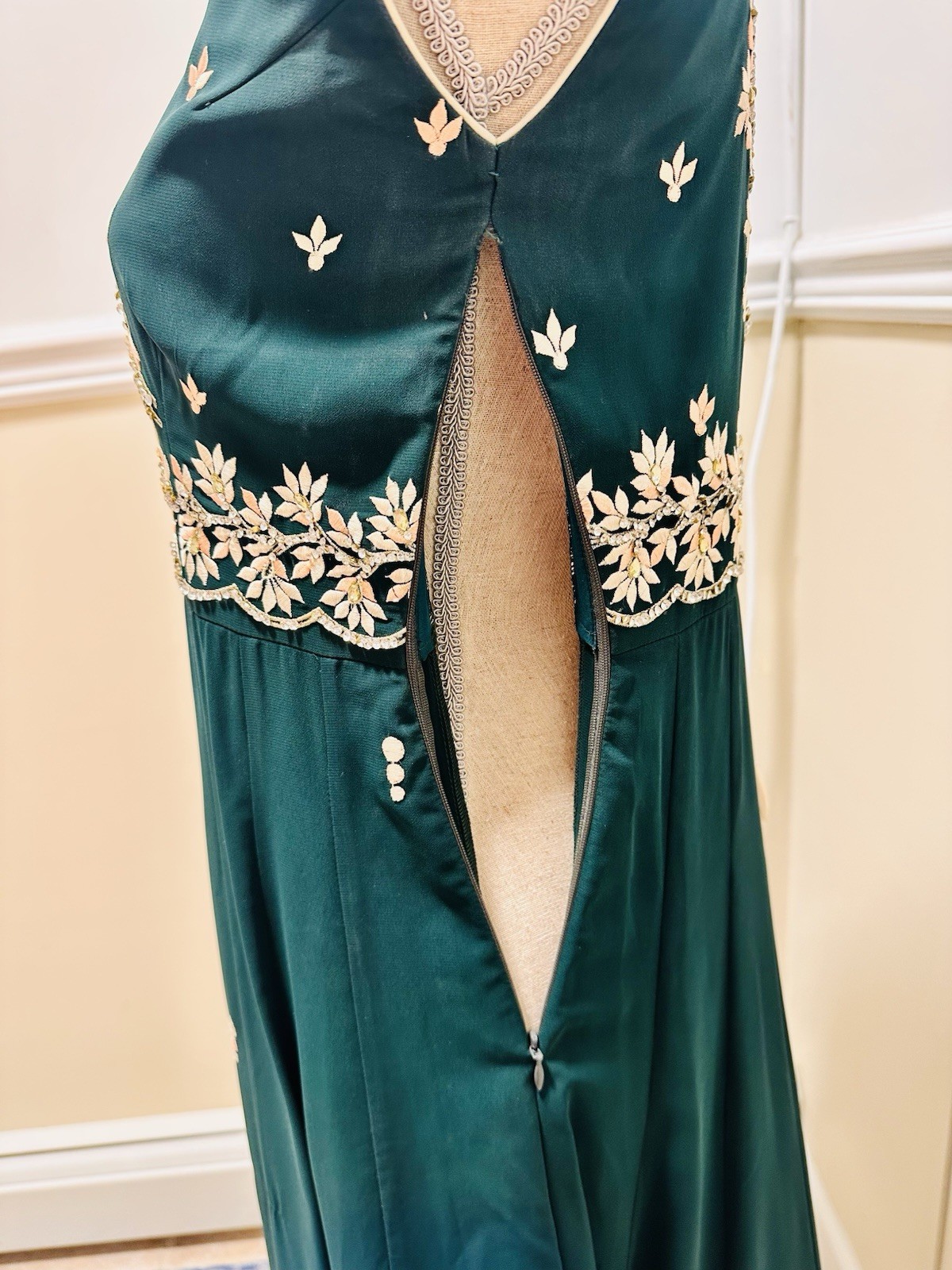 Indian Wedding Guest Dress W Matching Dupatta/Wrap S Green Embellished Gold