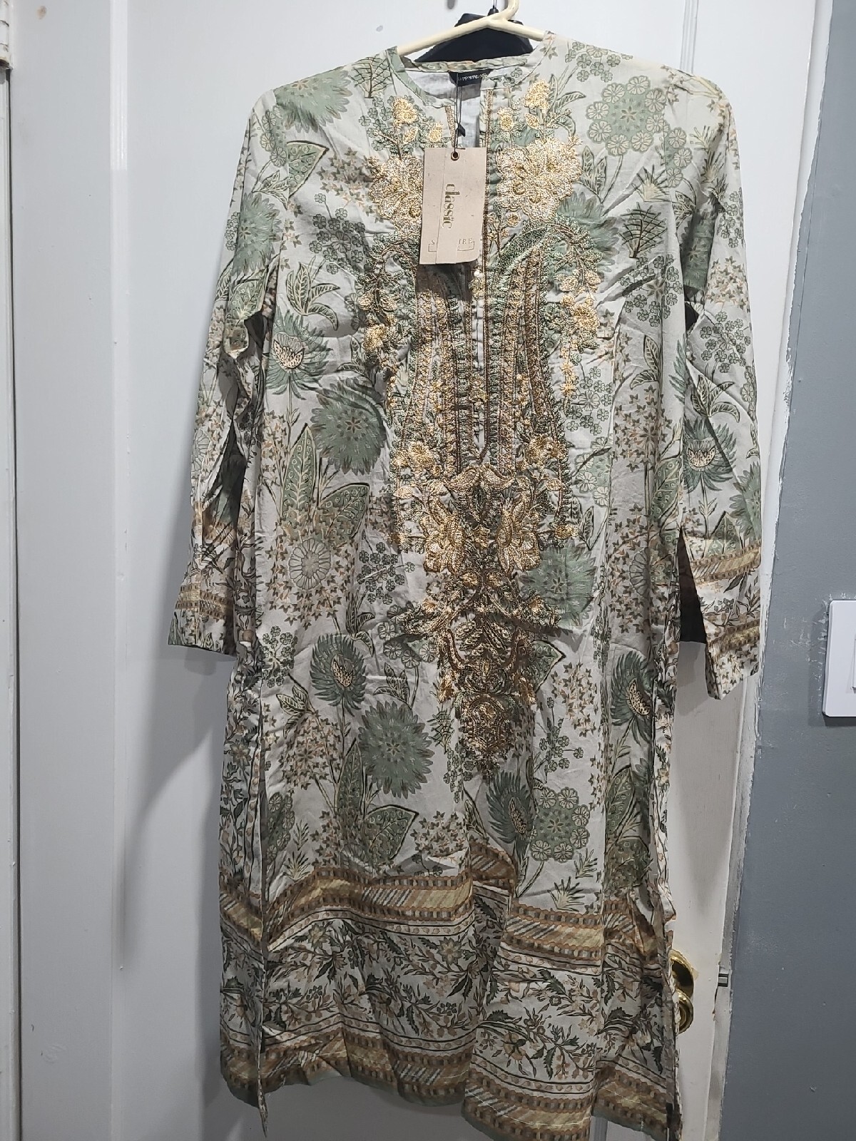 sapphire kurti gray and green