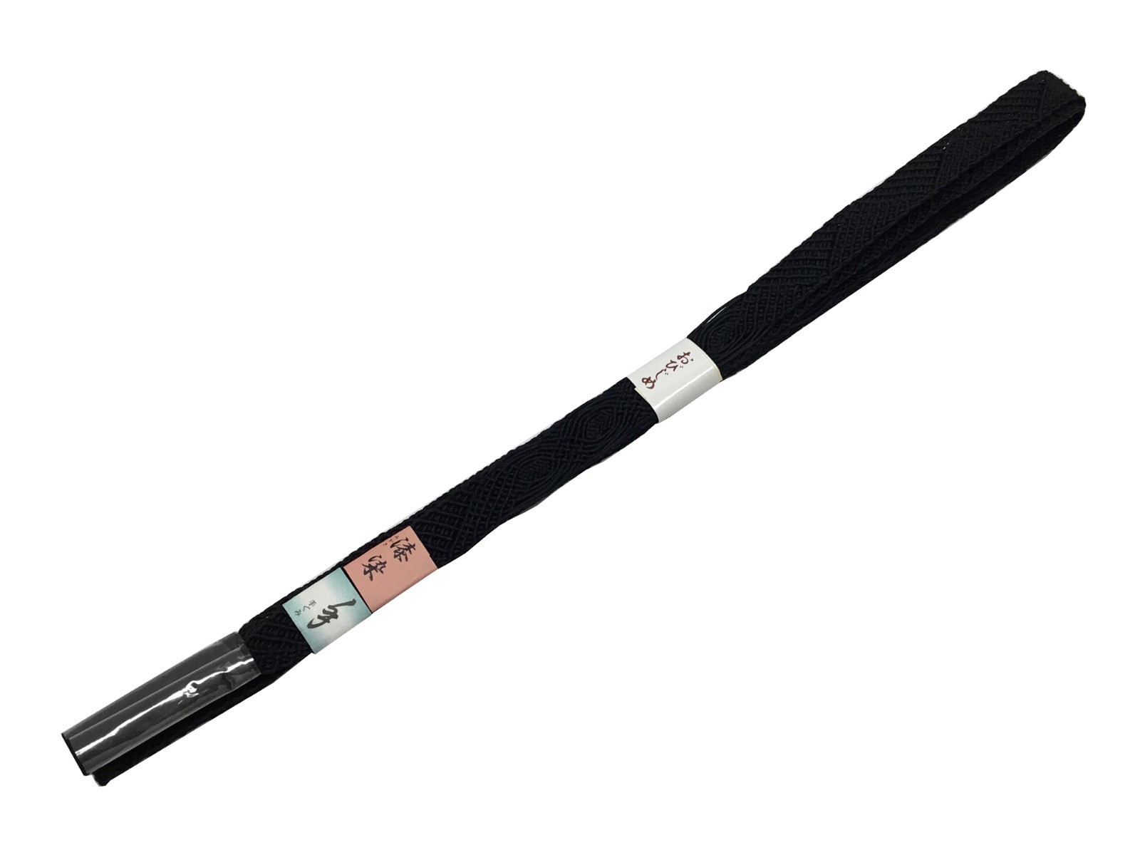 Hand-Braided Obijime Summer Black Lacquer-Dyed 100% Silk Japanese Made Kimono
