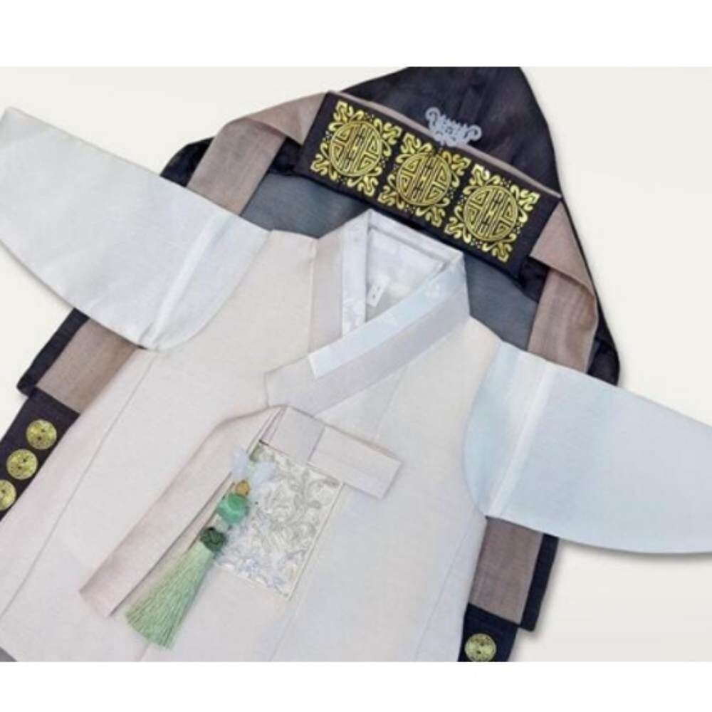 Korean Traditional Hanbok Norigae with Bell – White Sky Green Dark Green