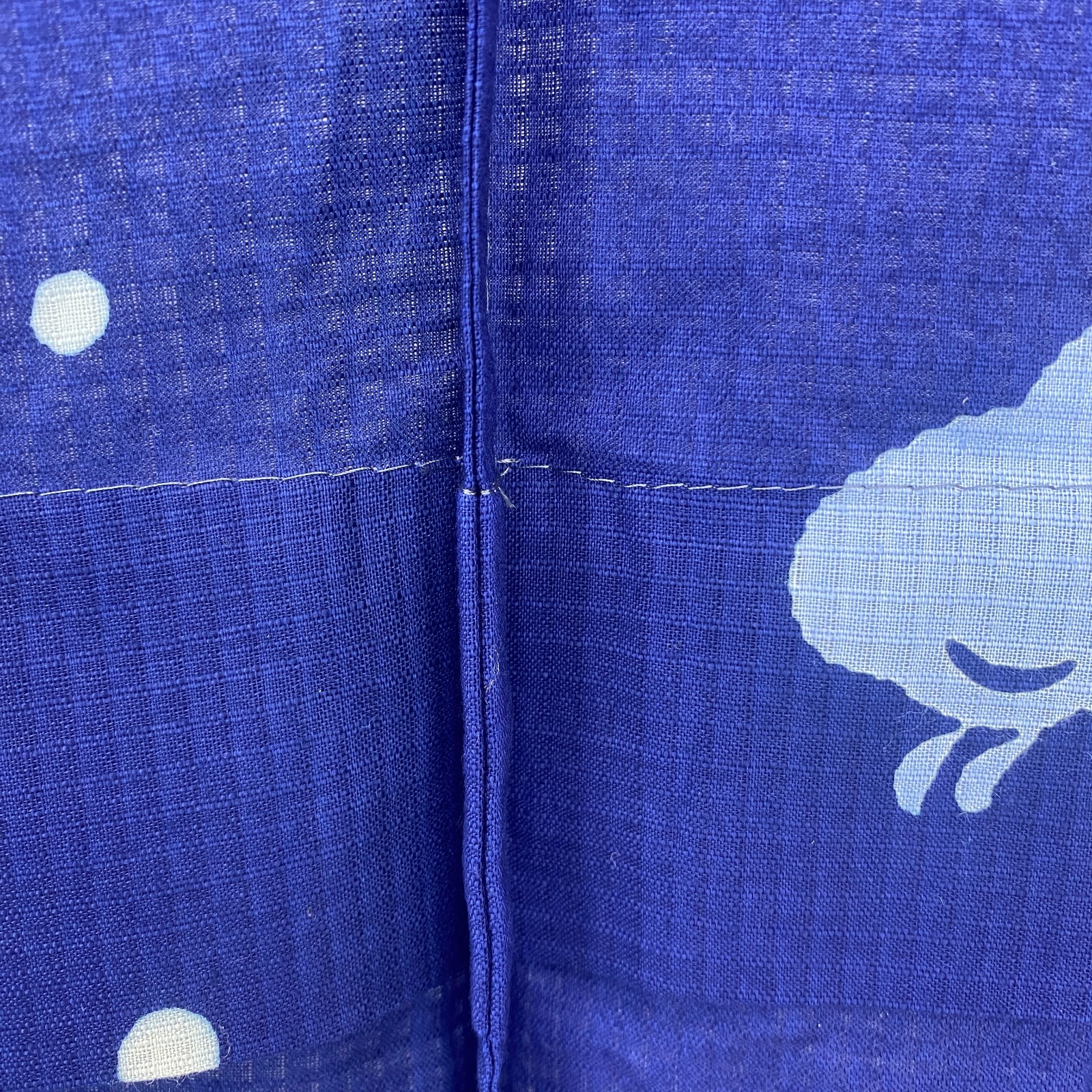 Japanese Vintage Kimono Cotton Blue No Lining Traditional Authentic Length 59 in