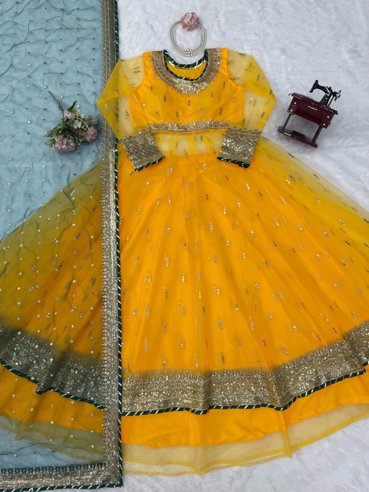 Presenting New Soft Net Yellow Top Lehenga With Dupatta For Festival Wear