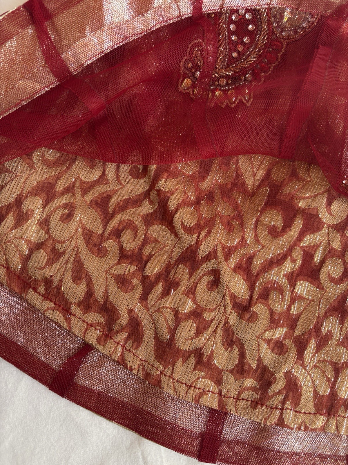 Vintage Baby Dress – Indian/Pakistani Salwar Kameez – Red & Gold Embroidered
