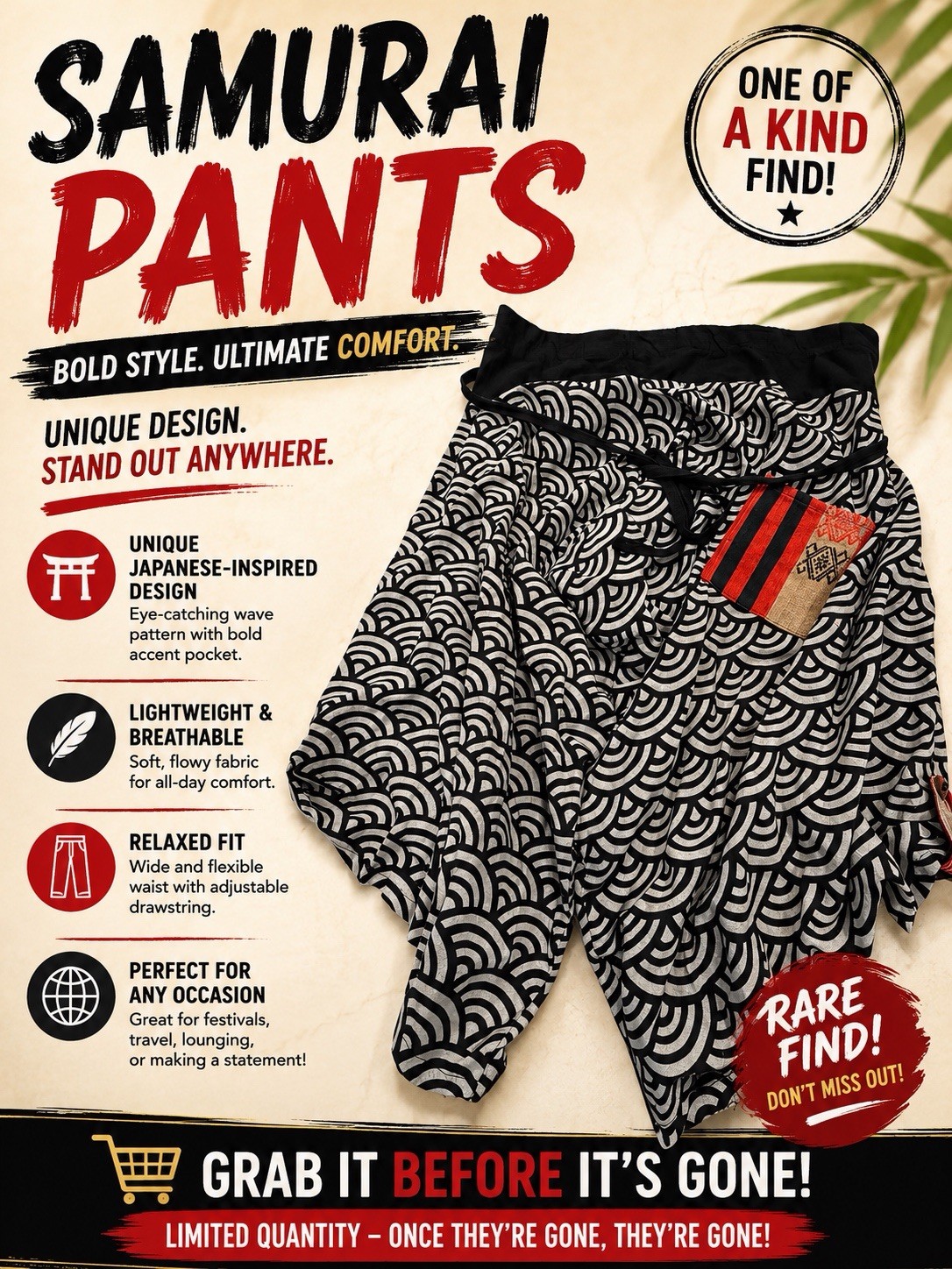 Siamurai Brand Pants Parkour Flowy Martial Arts Short Pants Unisex