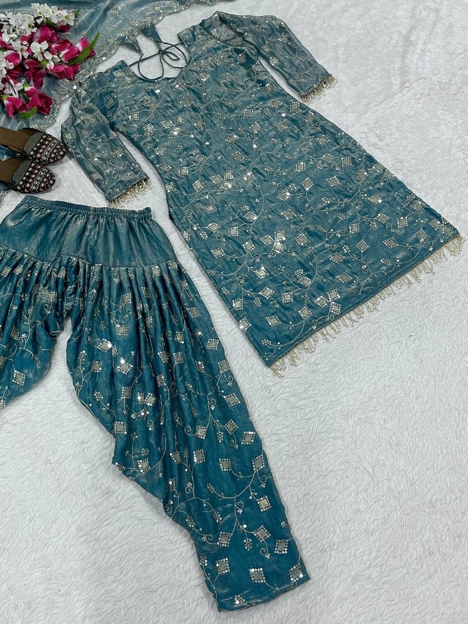 Punjabi Patiyala Dress Pakistani Salwar Kameez Ready made Suits Wedding Party L