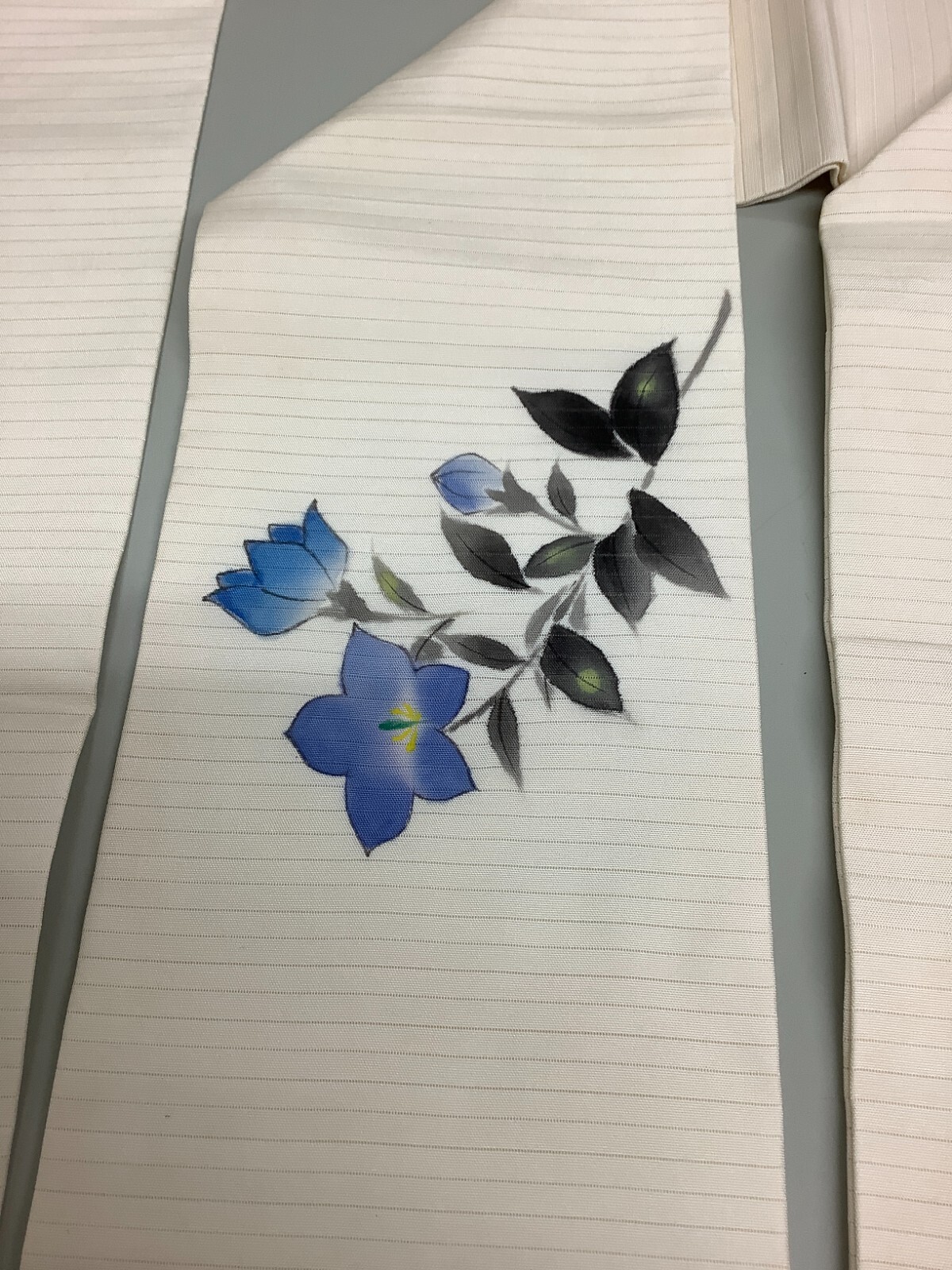 Japanese Vintage Kimono Nagoya Obi pure silk White flower mark 140.1×11.8inch
