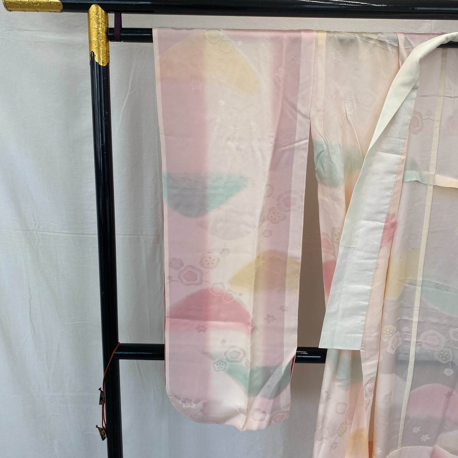 Japanese Vintage Kimono Juban Furisode Silk Pink Traditional Length 51 in