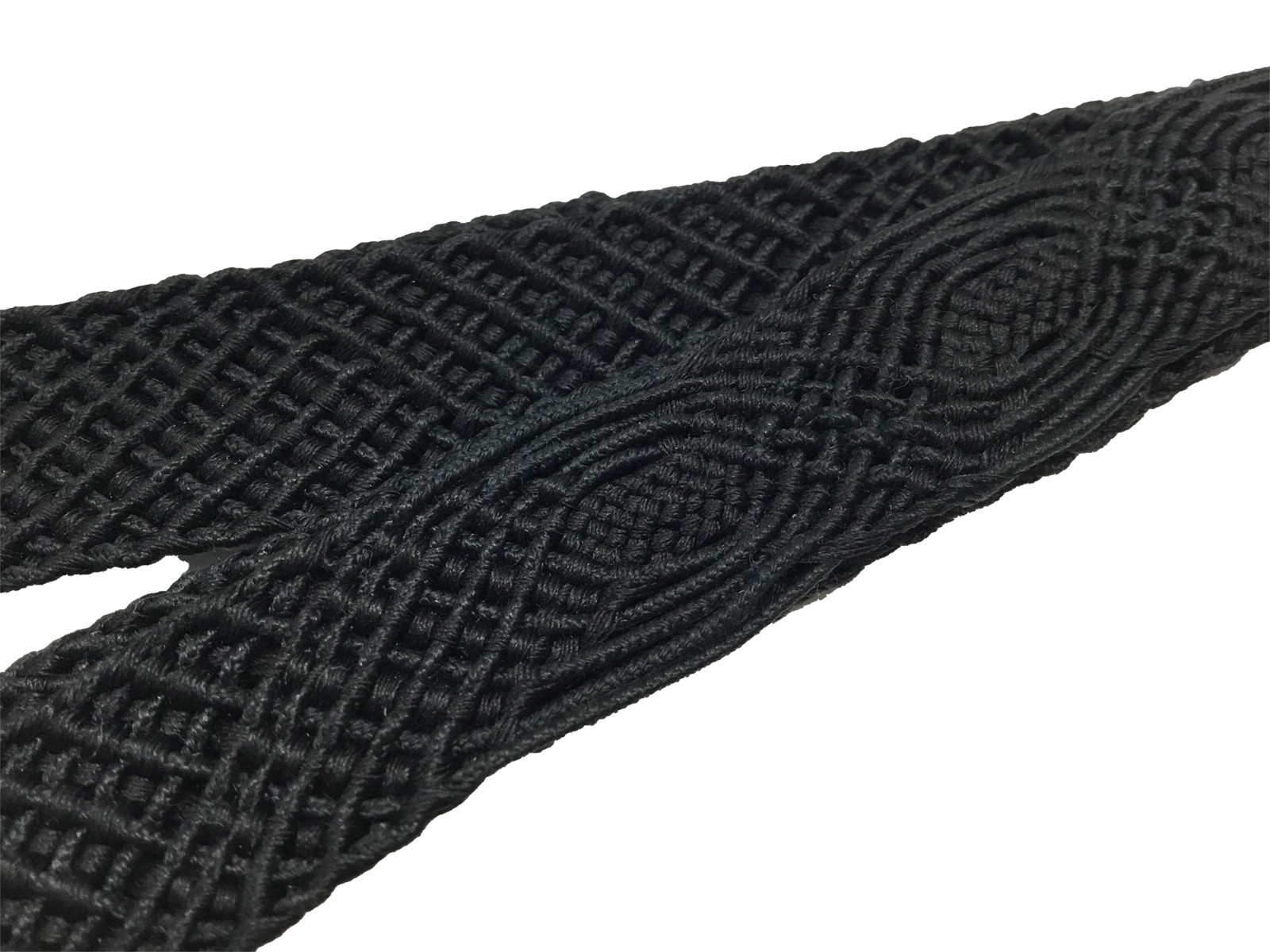 Hand-Braided Obijime Summer Black Lacquer-Dyed 100% Silk Japanese Made Kimono