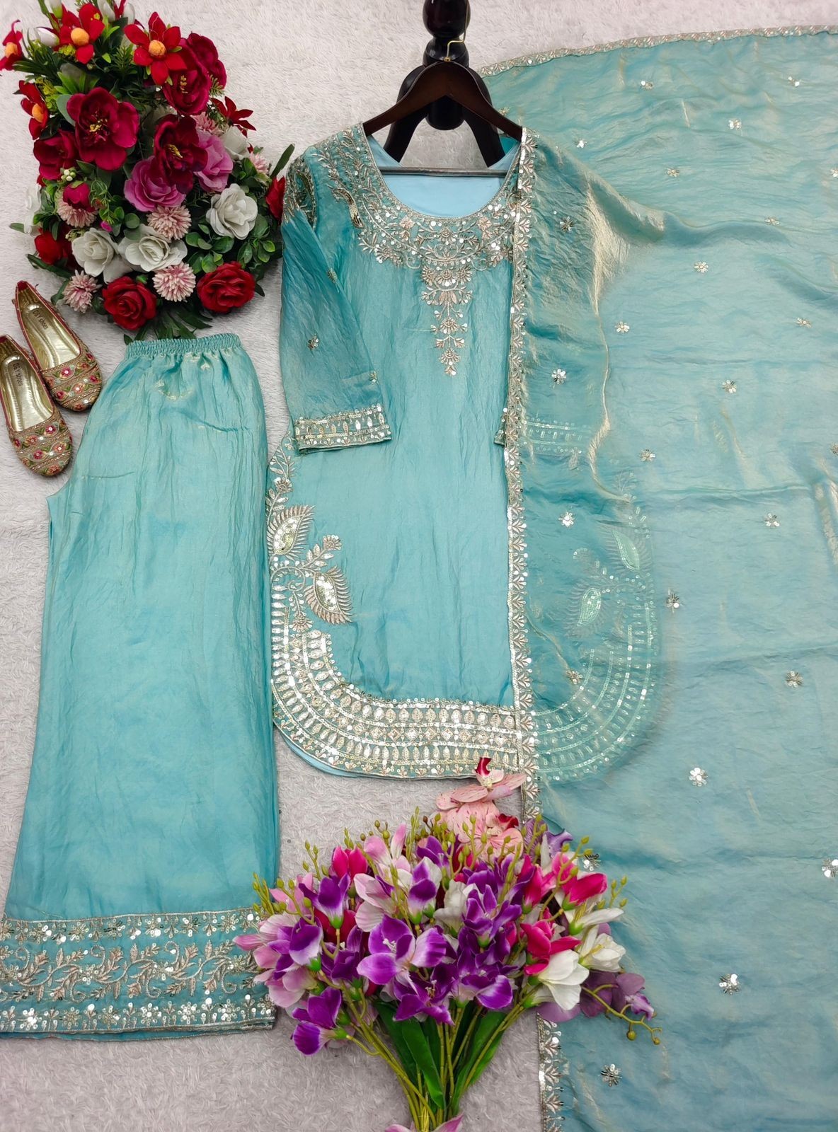 Designer Indian Pakistani top plazzo Bollywood Dress Party Wear Suit wedding