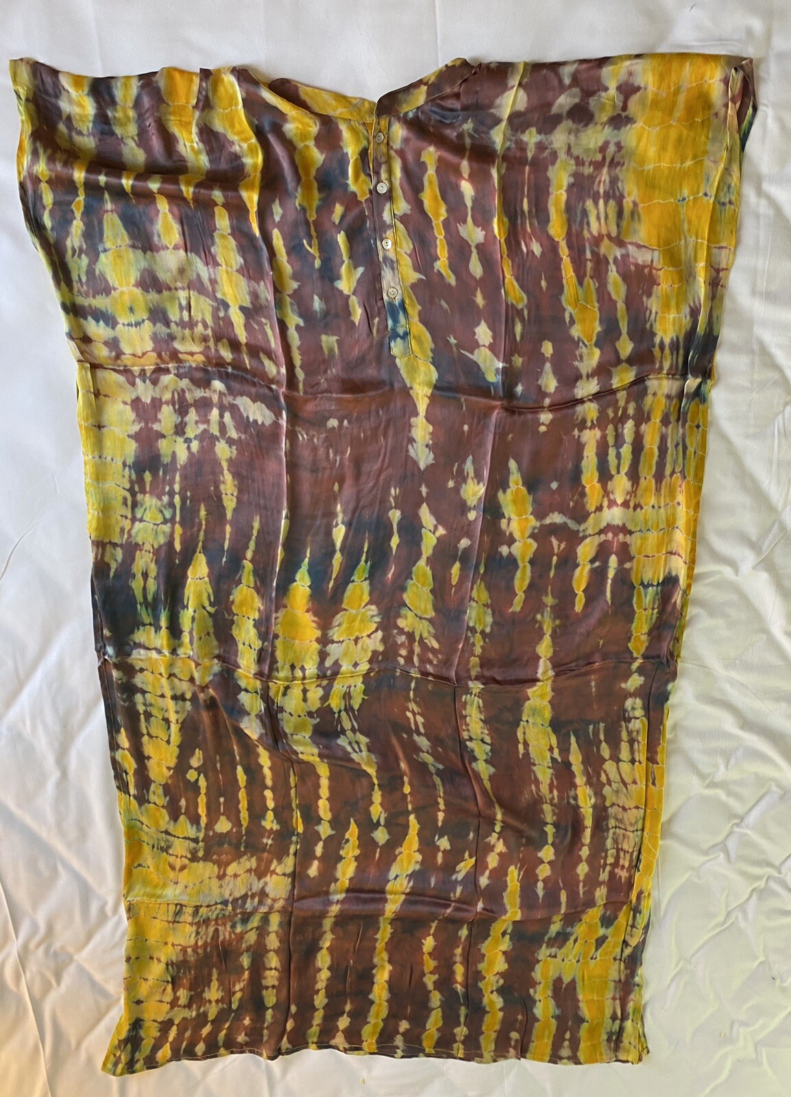 Kaftan Tie Dye Yellow Brown Men’s Unisex New Silk Light Weight NEW Women