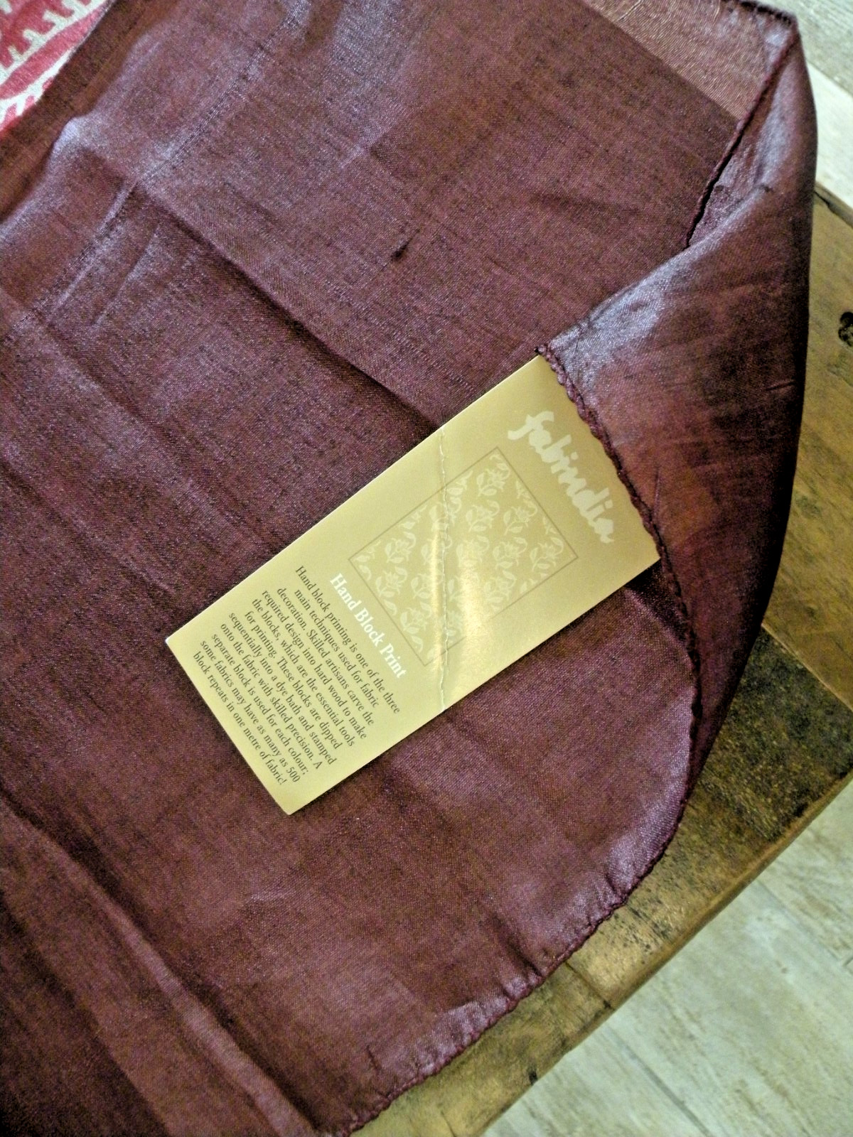 Original Fabindia Hand Block Print Ethnic Scarf in Rust and Brown Fabric