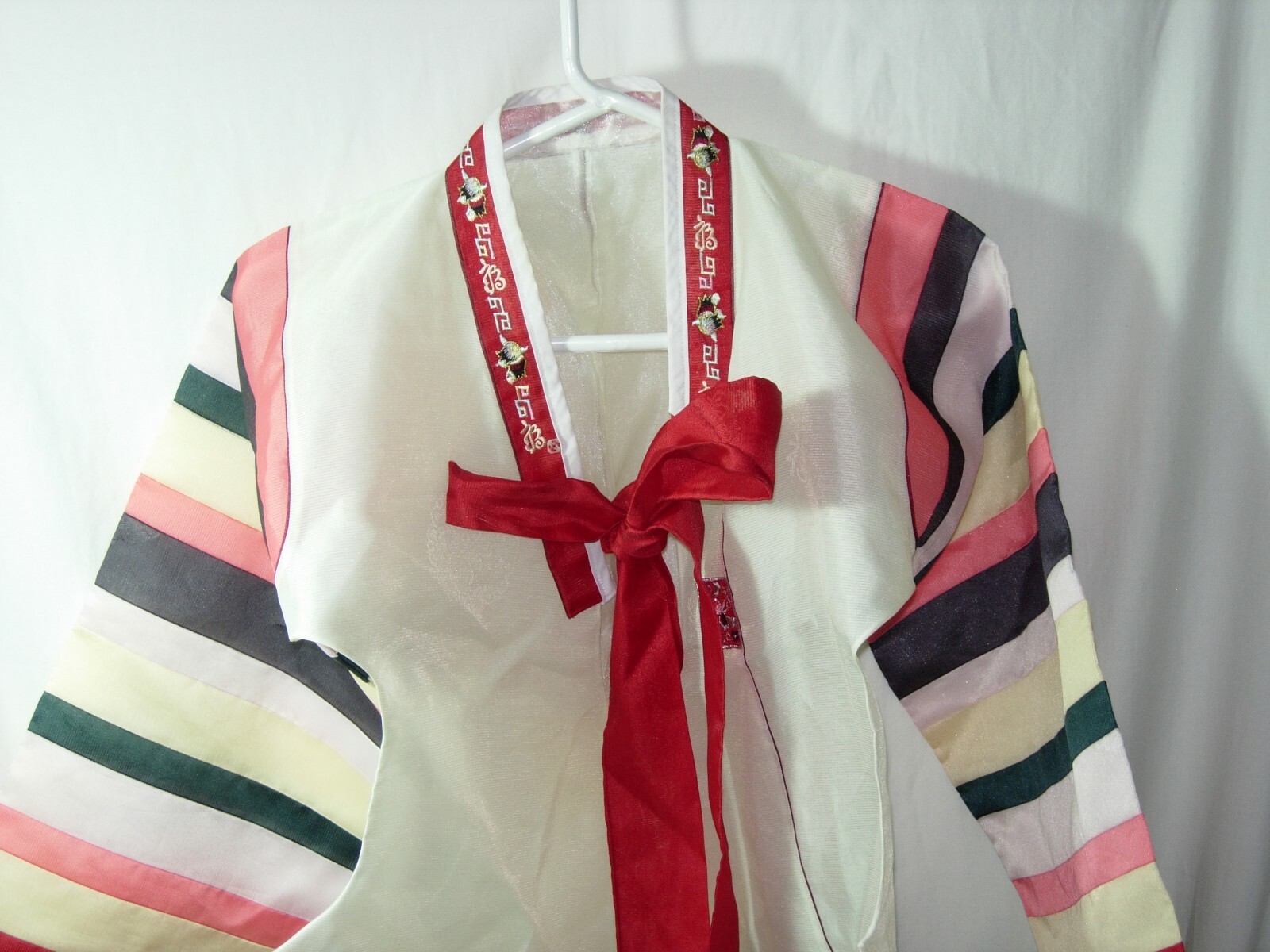 WOMENS Vintage IVORY RED KIMONO TOP SHIRT BLOUSE WEDDING GEISHA ROBE size M S 36