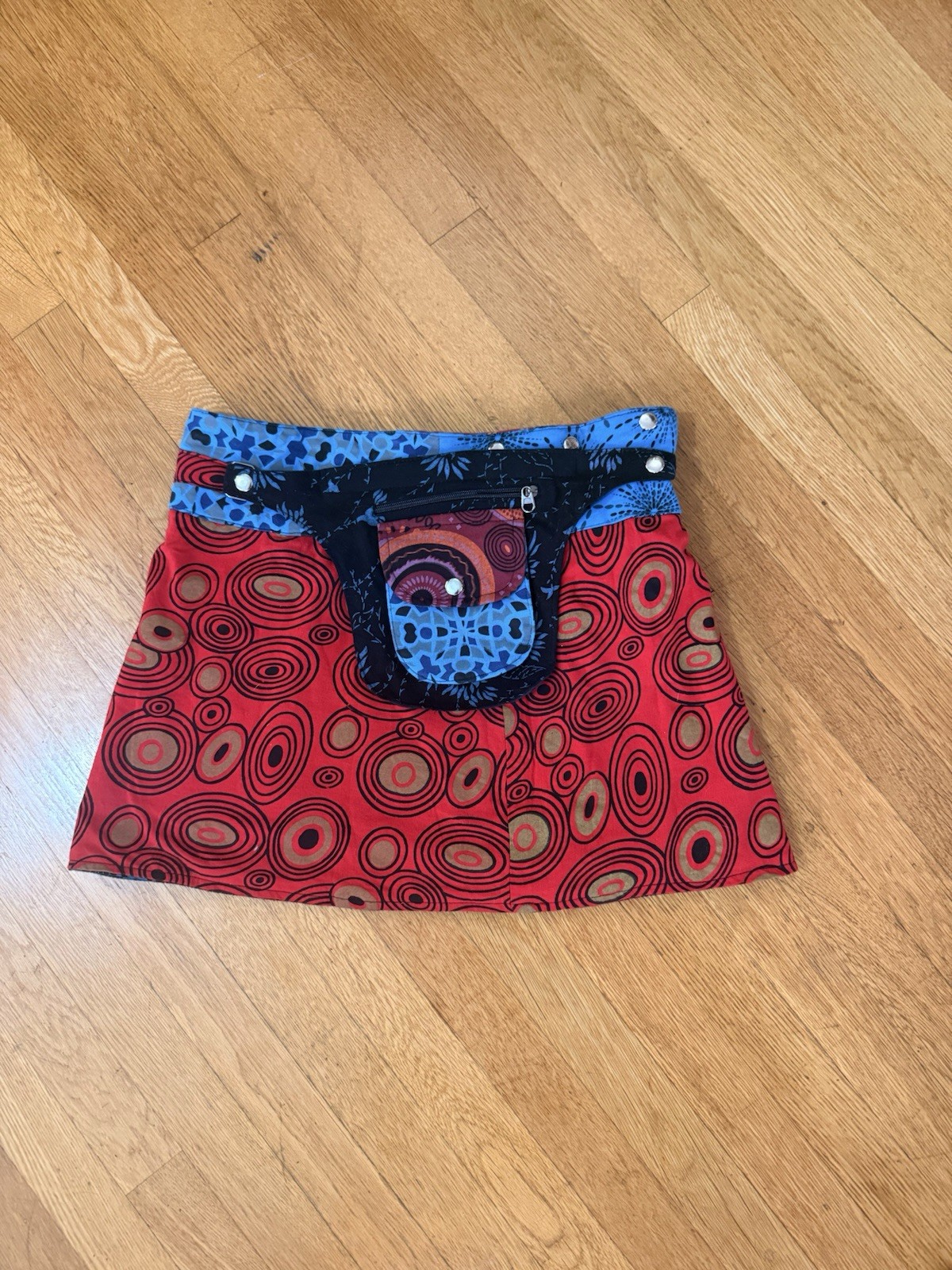 Handmade Festival Utility Kilt Reversible Nepal Adjustable 30–42 Waist and Pouch