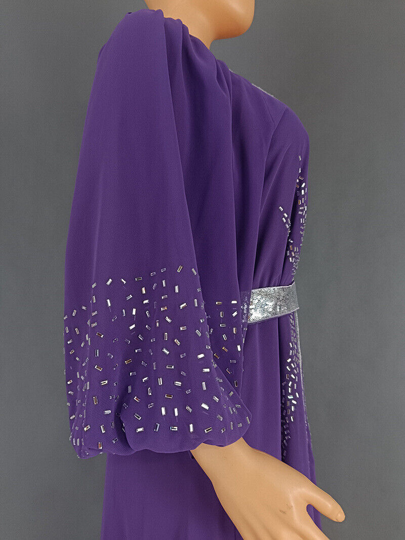 Women Fashion Dress Hot Drill Sequin Gown Chiffon with Belt Muslim Dubai Burqa