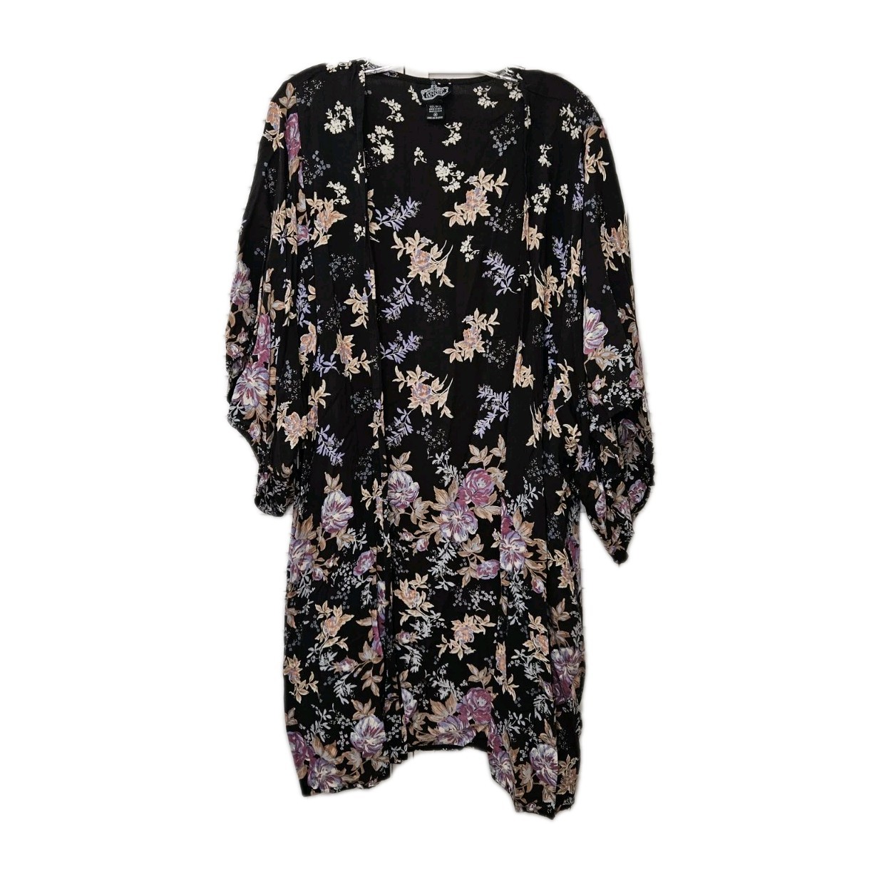 Angie Black & Floral Kimono Cardigan Women’s Size Medium