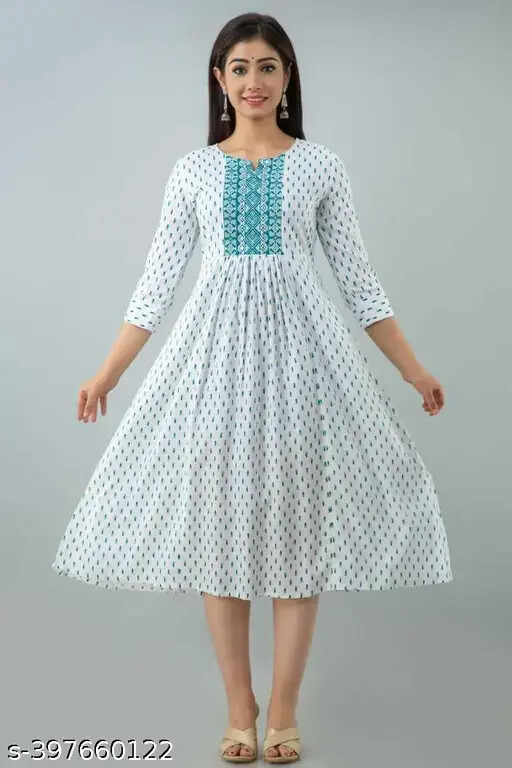 Traditional Indian Block Printed gown Classical design for casual wear gowns