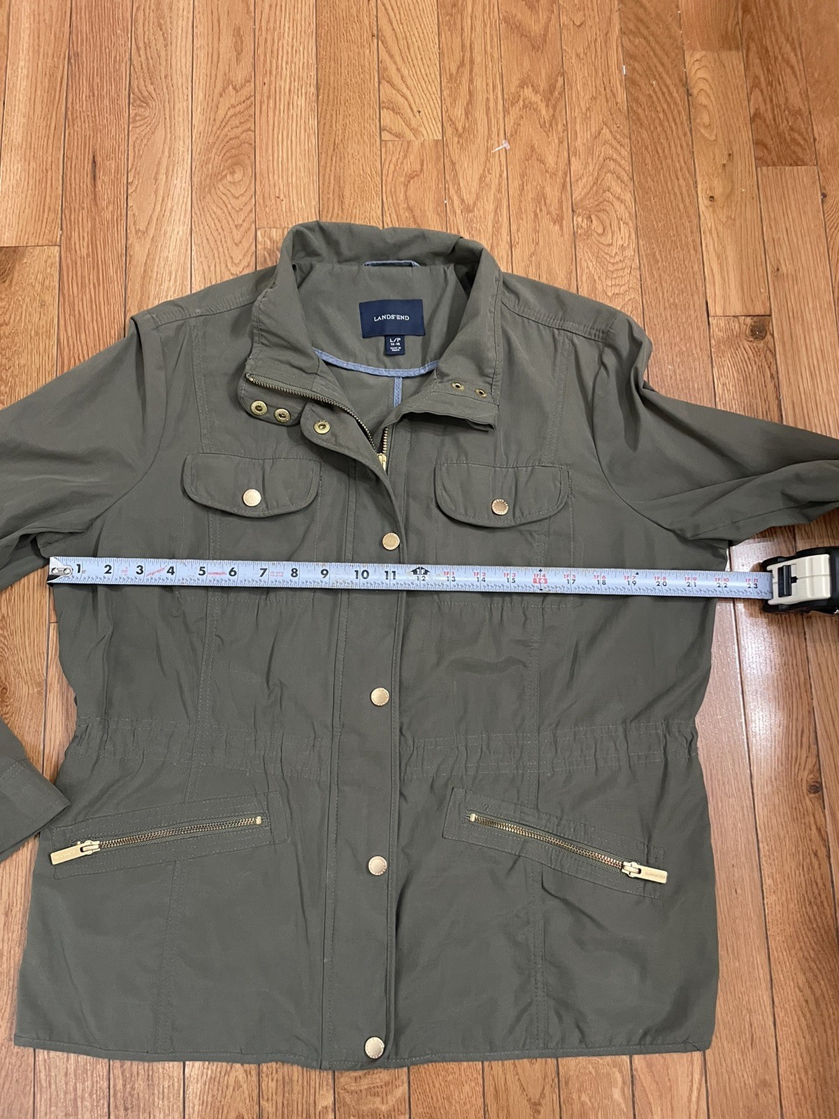Lands’ End Lightweight Sporty Women’s Utility Jacket Windbreaker Green Size LP