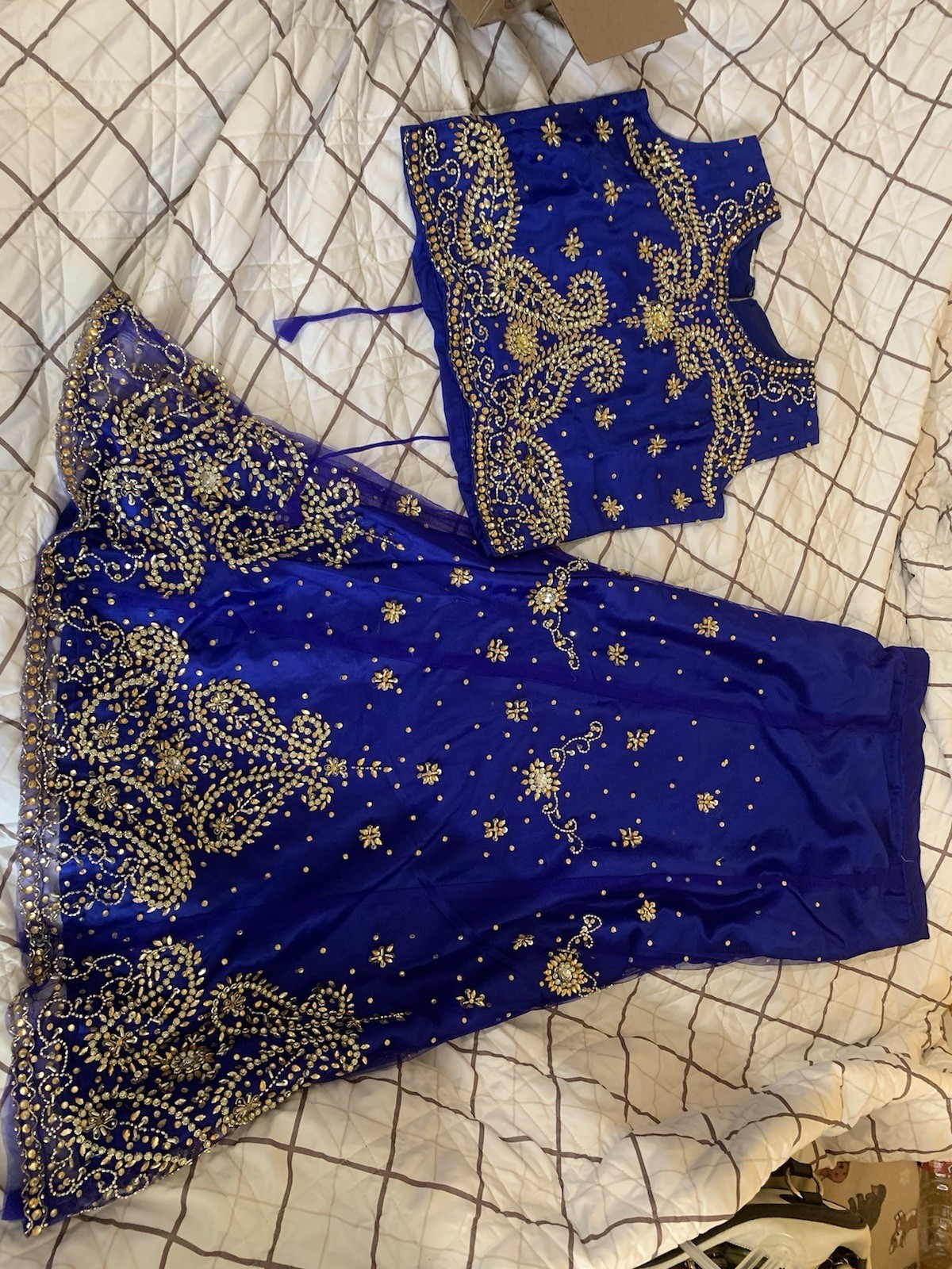 Indian Women’s Lahengi Saree Dress Royal Blue Size 34